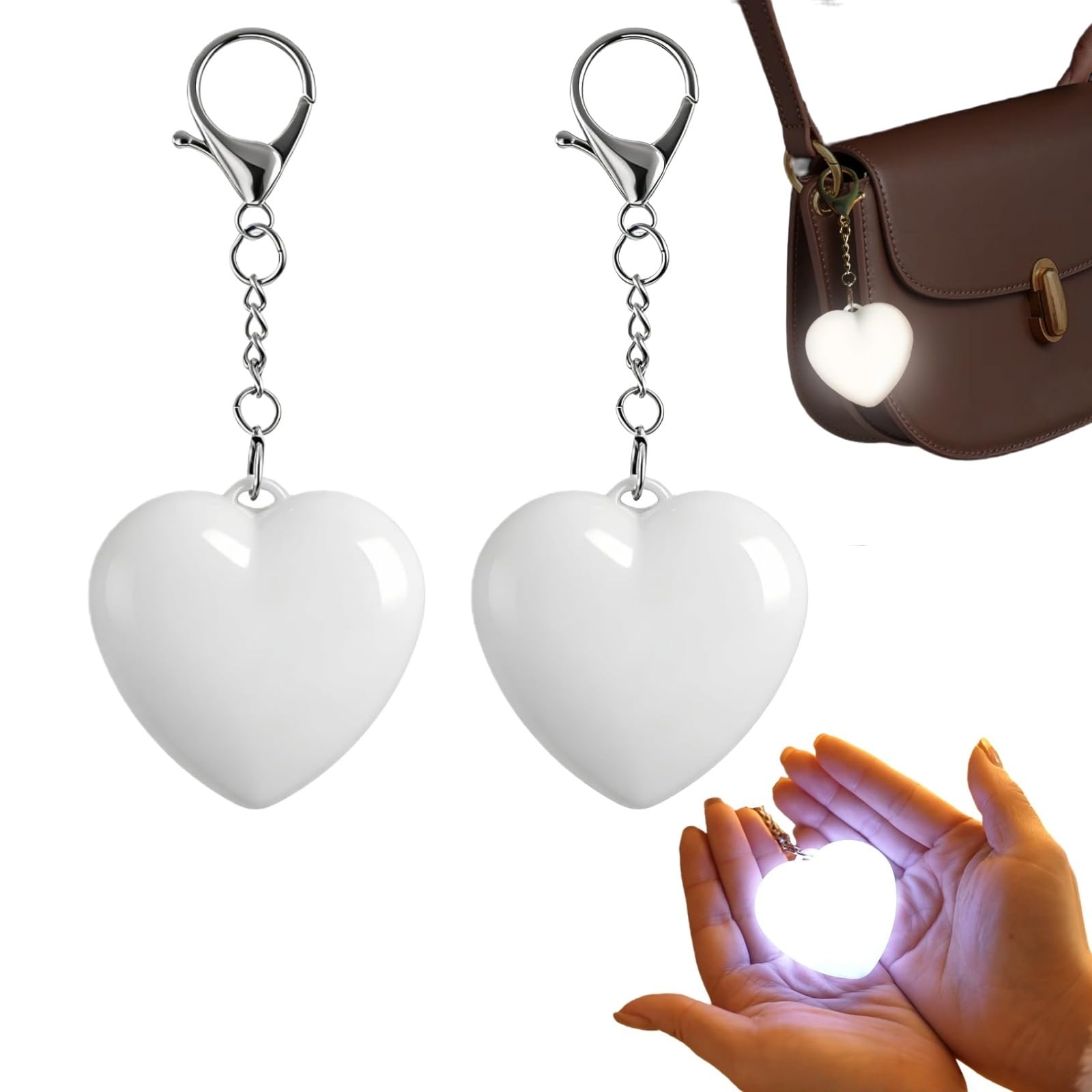 2PCS Love Wallet Tote Bag Touch Sensing Light Touch Sensor Purse Light Rechargeable LED Automatic Glow Lights Heart Shape Handbag Lights