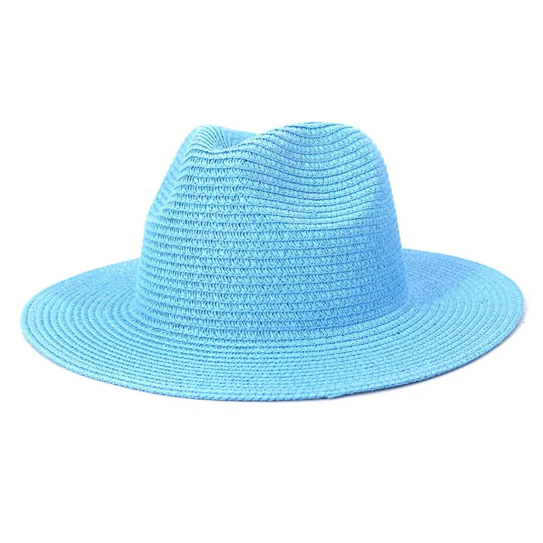Cappelli da sole da donna Panama a tesa larga cappelli di paglia colorati all'aperto Jazz spiaggia cappello protettivo, Arancione, 6 7/8-7 1/8