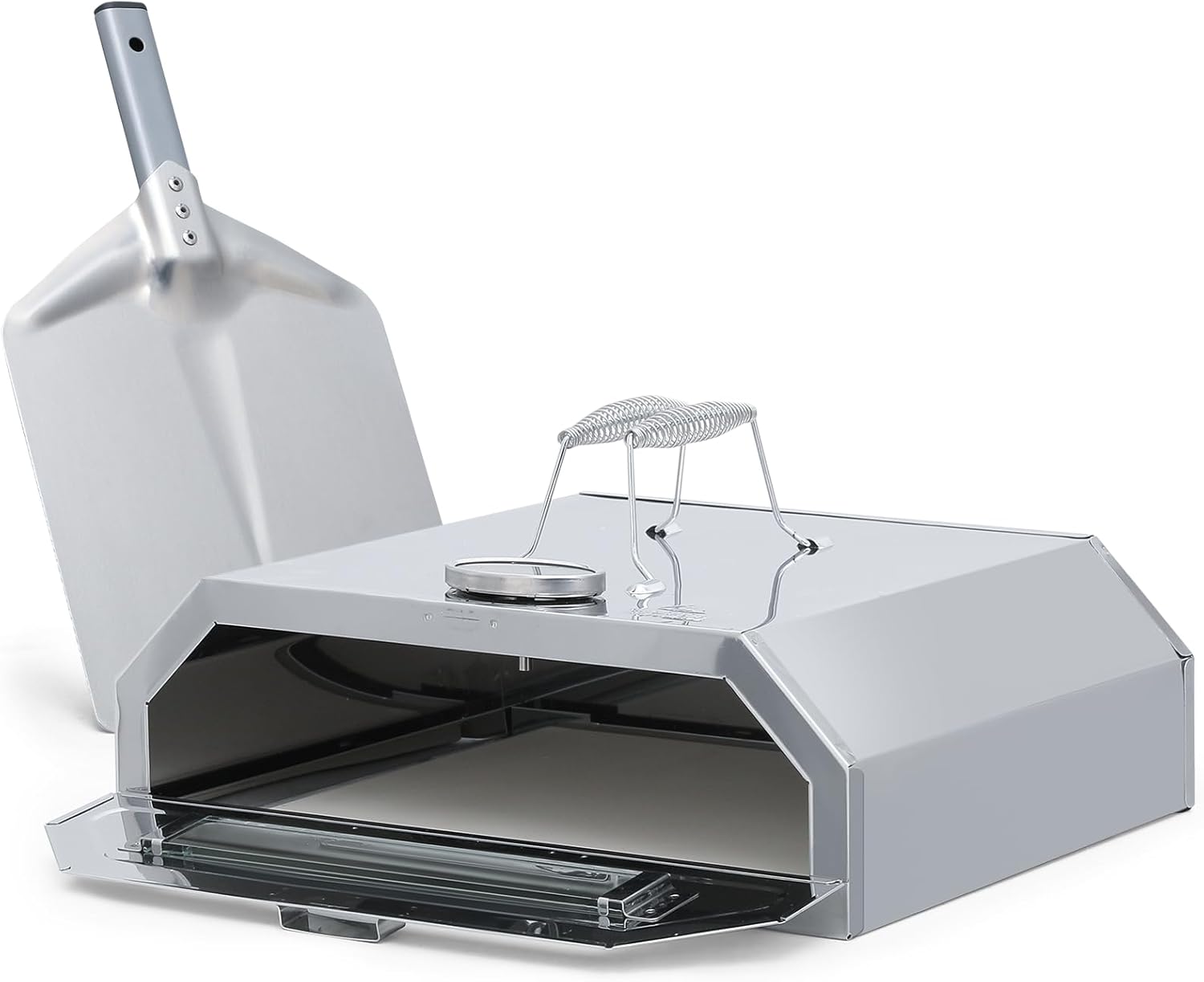 Magshion 11" Pizza Oven for Grill, Grill Top Pizza Oven with Pizza Peel and Stone, Portable Outdoor Pizza Maker with Thermometer for Charcoal Grill, Pizza Cooking Maker Set of 3