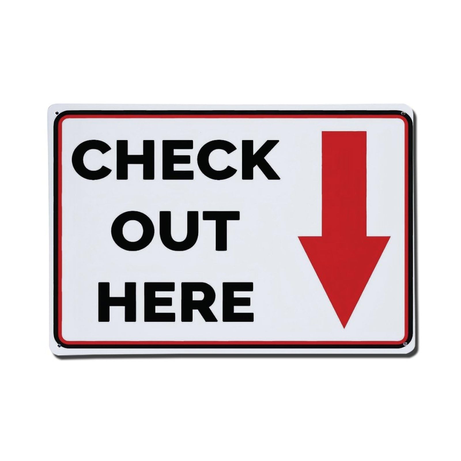 Check Out Here Red Arrow Horizontal Direction Sign Vintage Aluminium Metal Sign, Retro Wall Decor for Home, Bar, Garage & Farmhouse 20x30cm