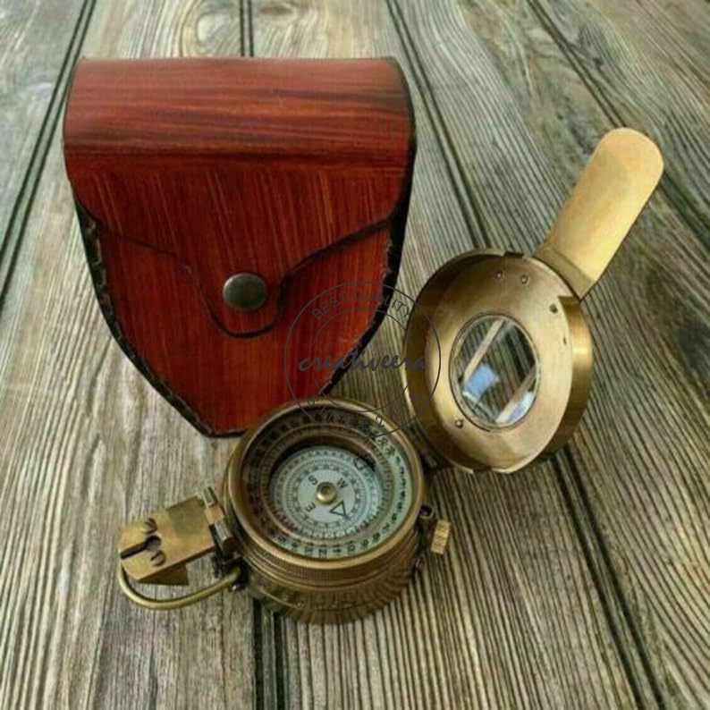 Brass Antique British Prismatic Military Vintage WW2 Mark II Pocket Compass Gift