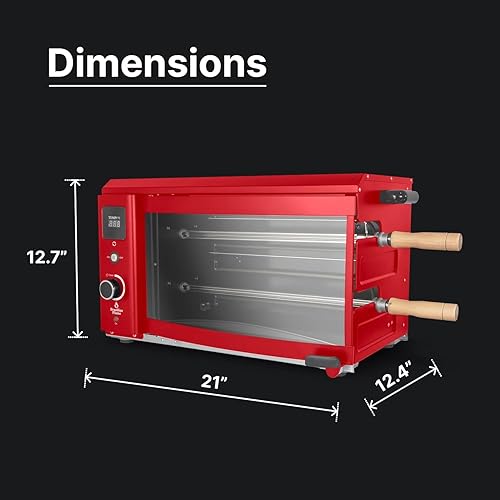 Miniatura 6 de Brazilian Flame Asador de parrilla con 2 pinchos giratorios automáticos para interiores para pollo, filete, pescado, barbacoa de estilo brasileño,