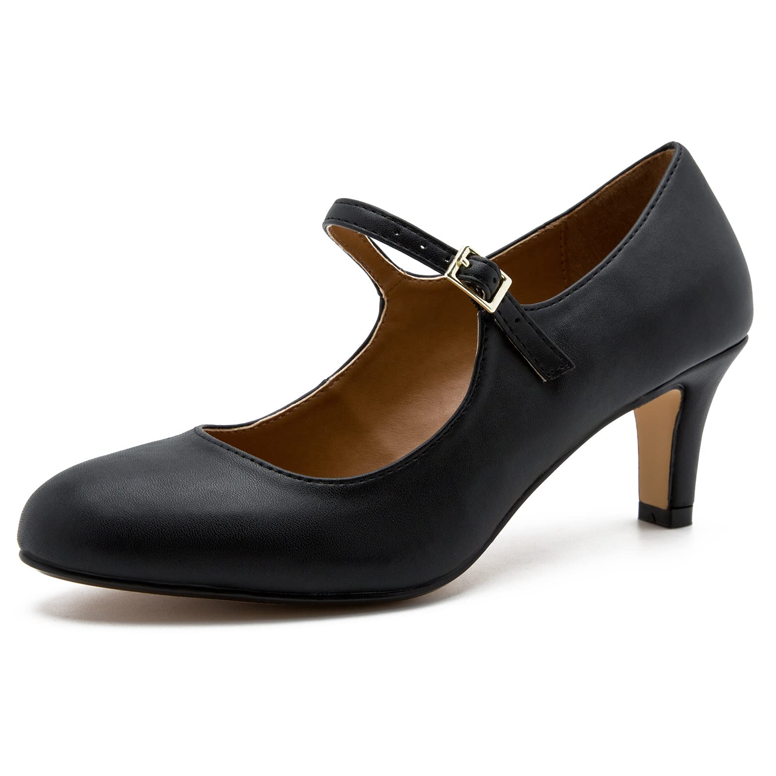 fereshteMary Jane Shoes for Women Round Toe Mid Kitten Heel Pumps Men's Women's Shoes