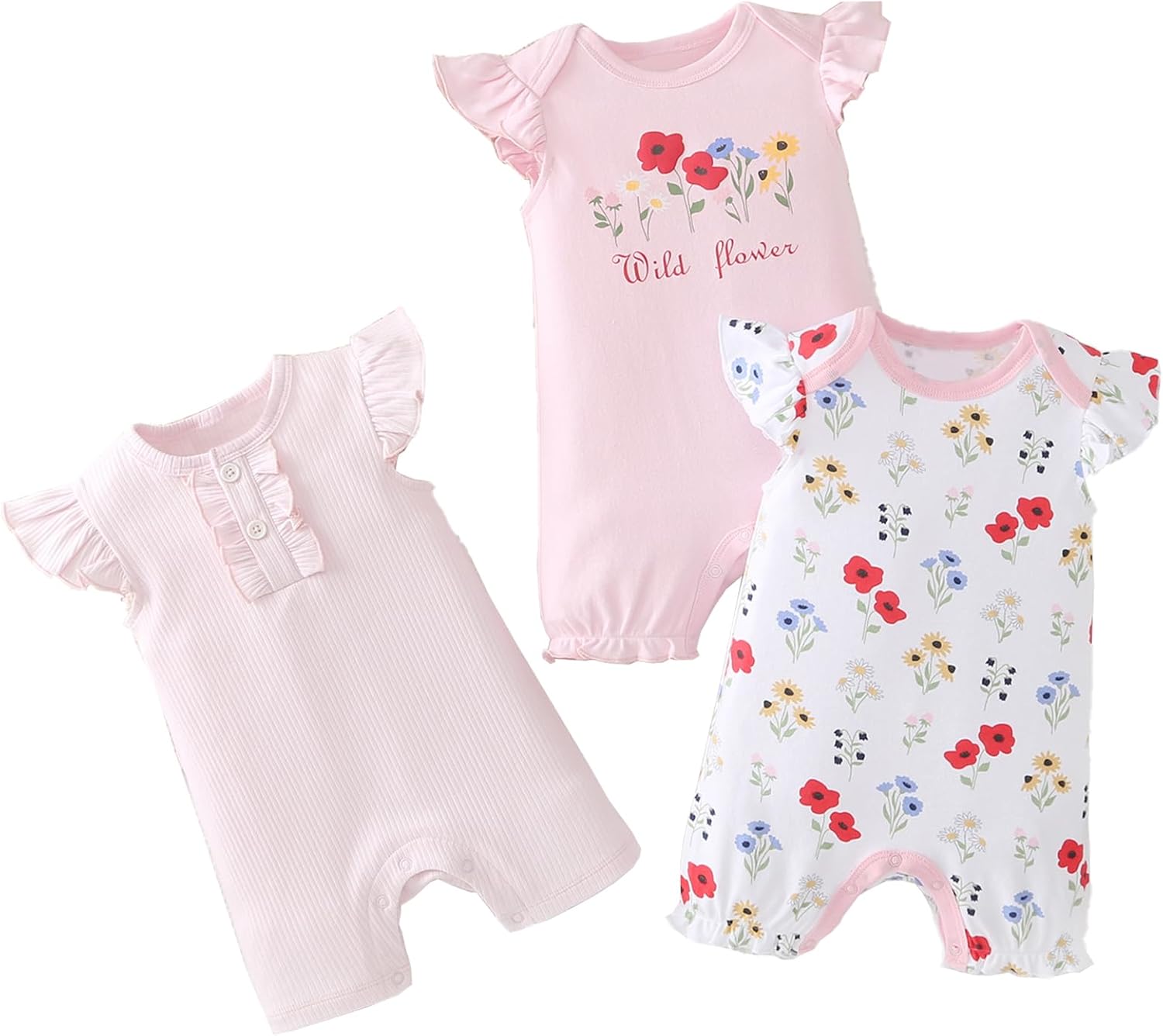 Baby Boy Rompers Short Sleeve Cotton Toddler Rompers Graphic Print Baby Clothes One-Piece Outfit