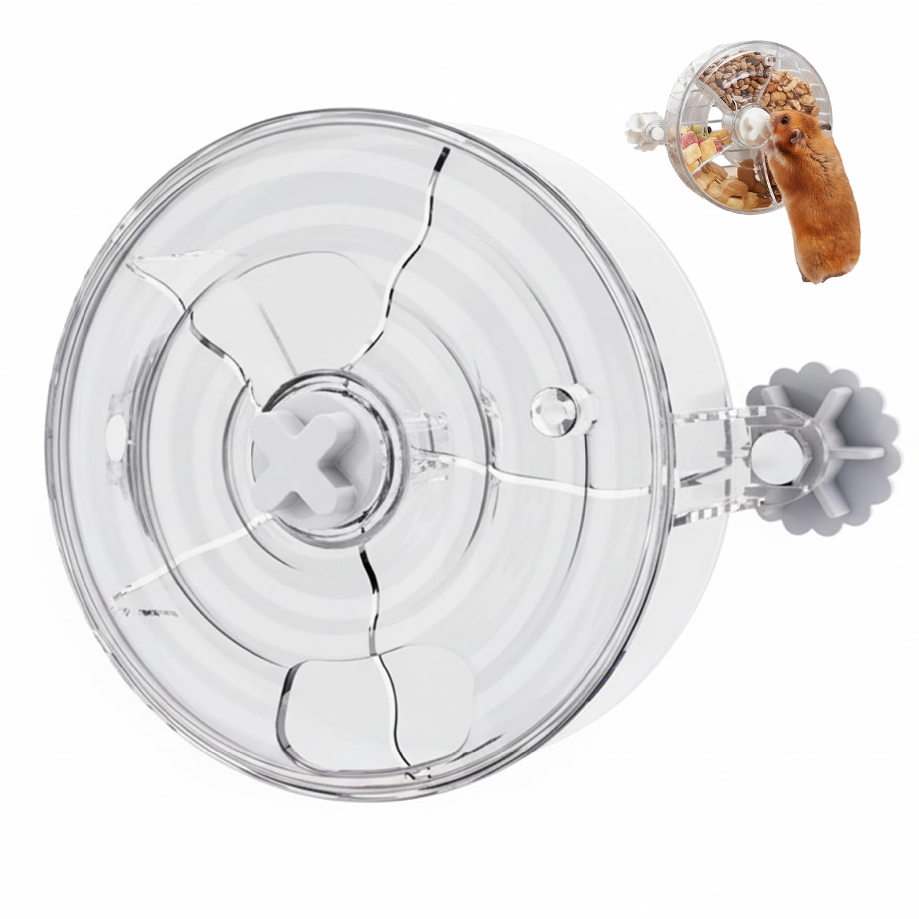 White Bird Foraging Toys with Rotating Treat Dispenser – Interactive Parrot Foraging Toys Rat Enrichment Toy Plastic Slow Feeder for Cage