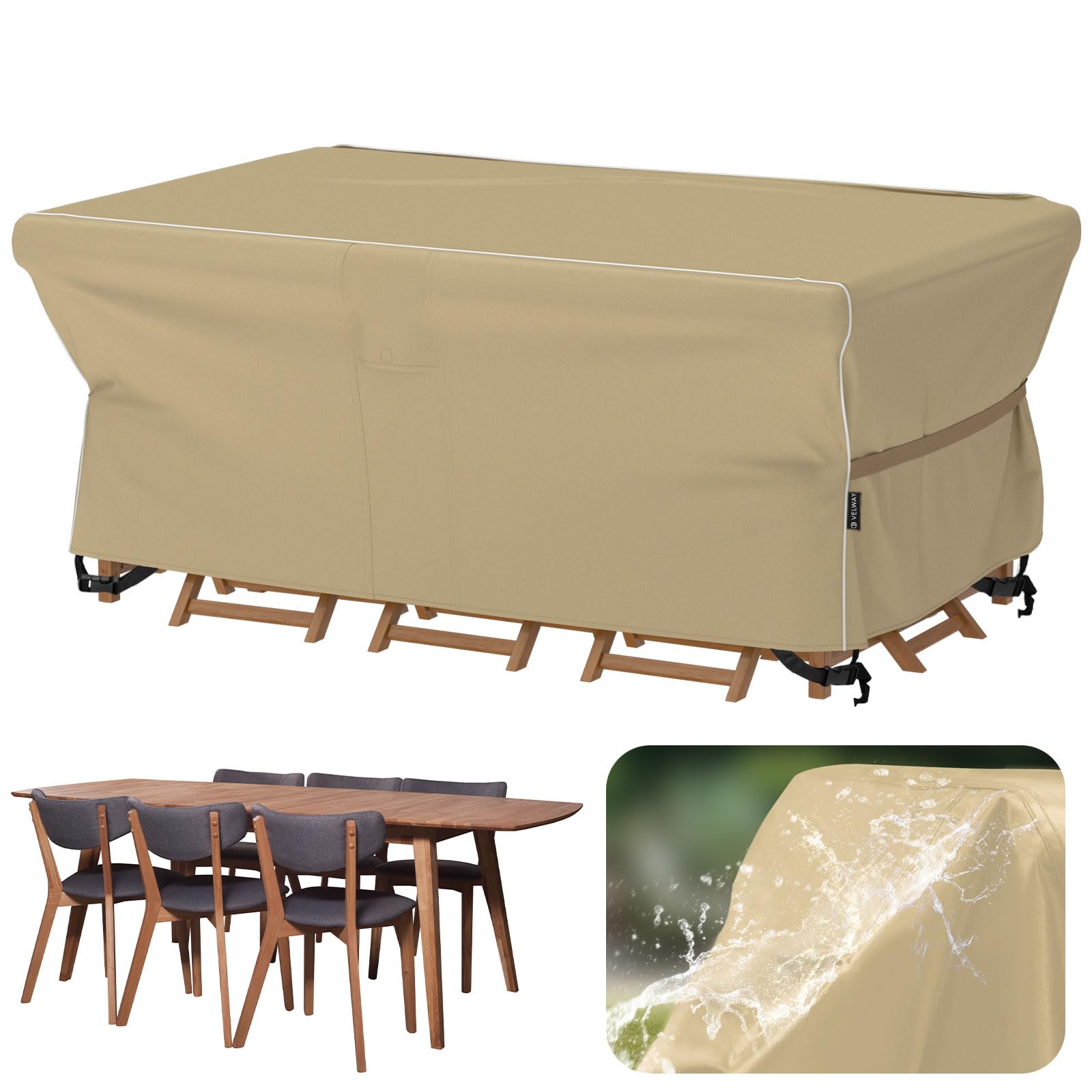 Housse Protection Salon Jardin Forme V - Tissu Oxford 420D Imperméable - Sangles Coupe-vent Pour Meubles Extérieur