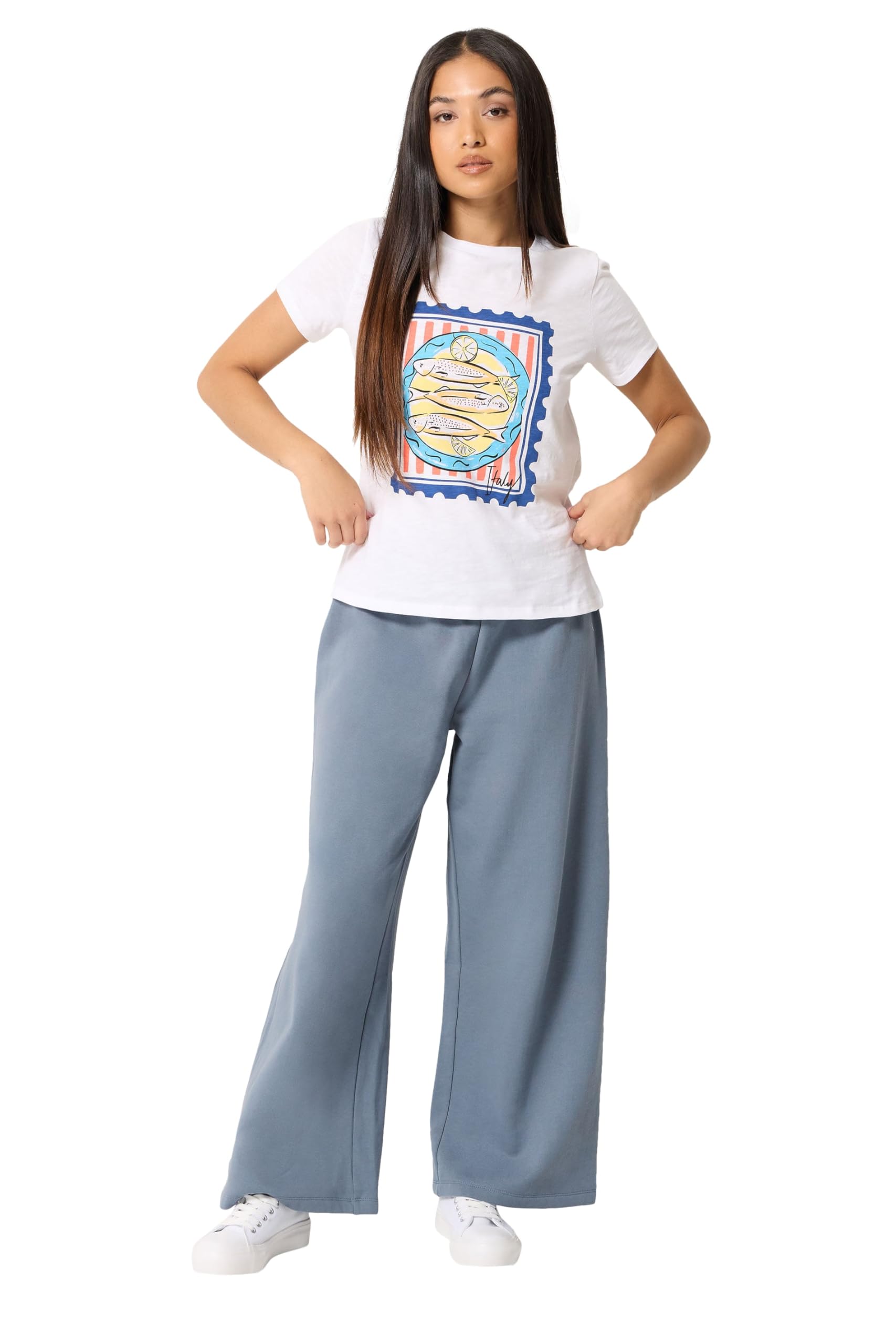 M&Co Women's Blue Petite Wide Leg Joggers In | : Size 12