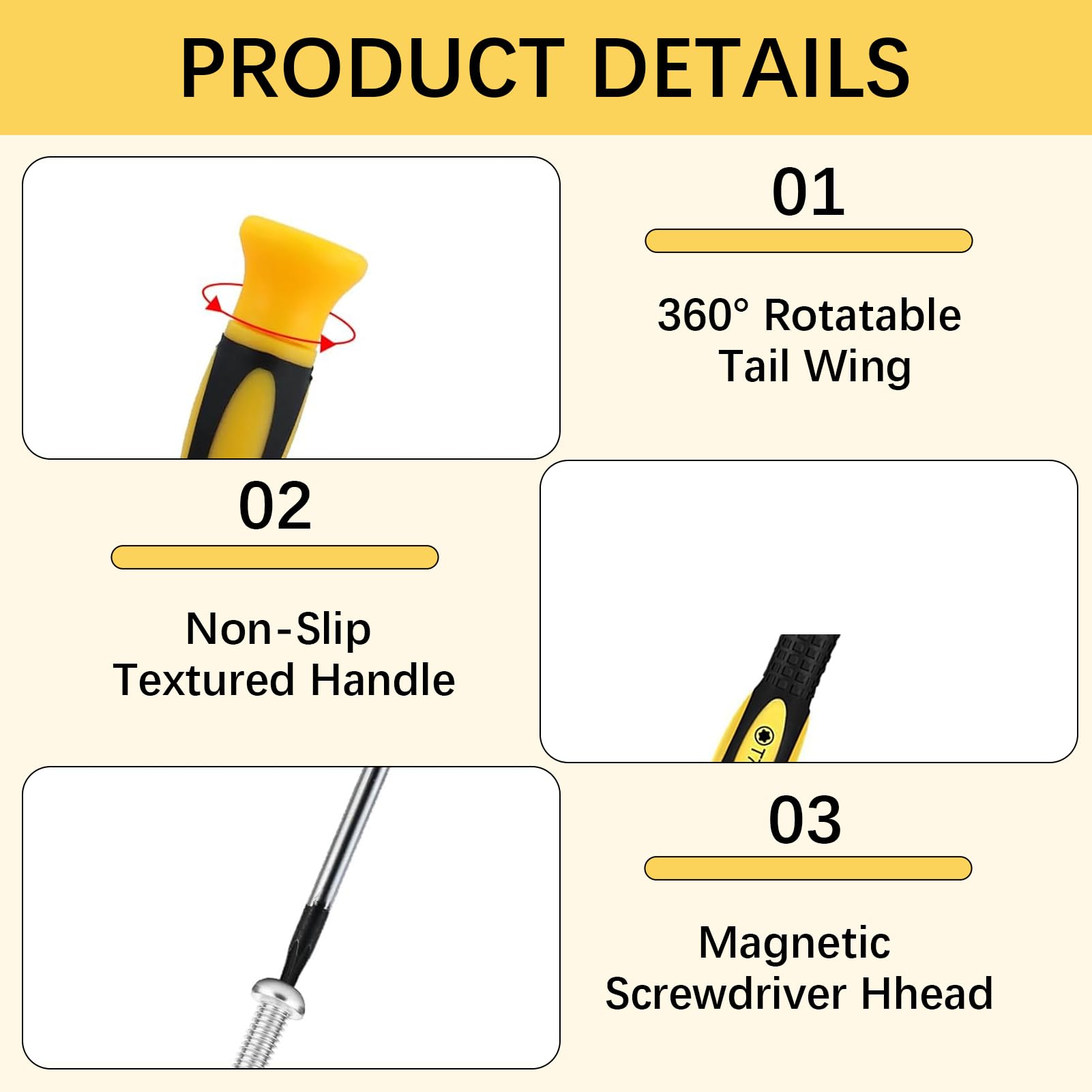 Torx Screwdriver Set 7Pcs T3-T10 Precision Torque Magnetic Screwdrivers Repair Kit with Pry Tool - Image 3