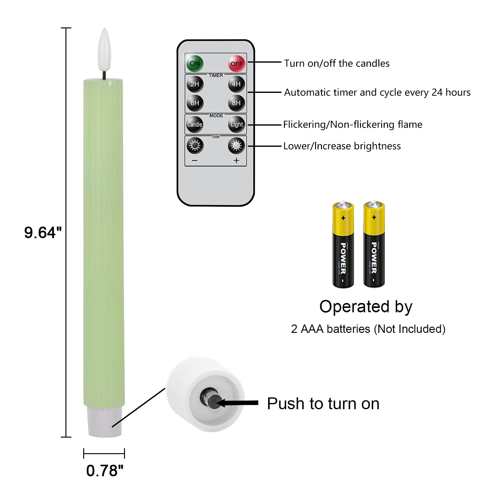 Wondise Candele coniche tremolanti senza fiamma, con telecomando e timer, a batteria, stoppino 3D in vera cera, candele coniche a LED, 6 confezioni per decorazioni per cene primaverili e festività