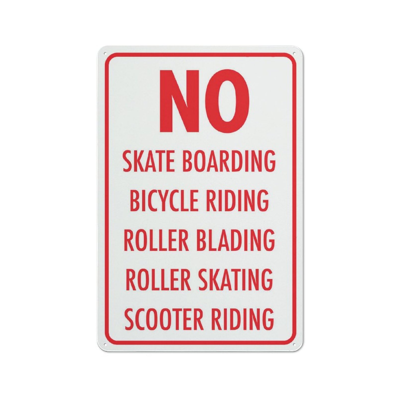 peiyeety No Skateboarding Aluminum Sign - Premium Sun-Proof Rust-Free | House, Yard, Driveway Warning | Prohibits Bicycle/Roller Blading/Roller Skating/Scooter 12x16 Inch