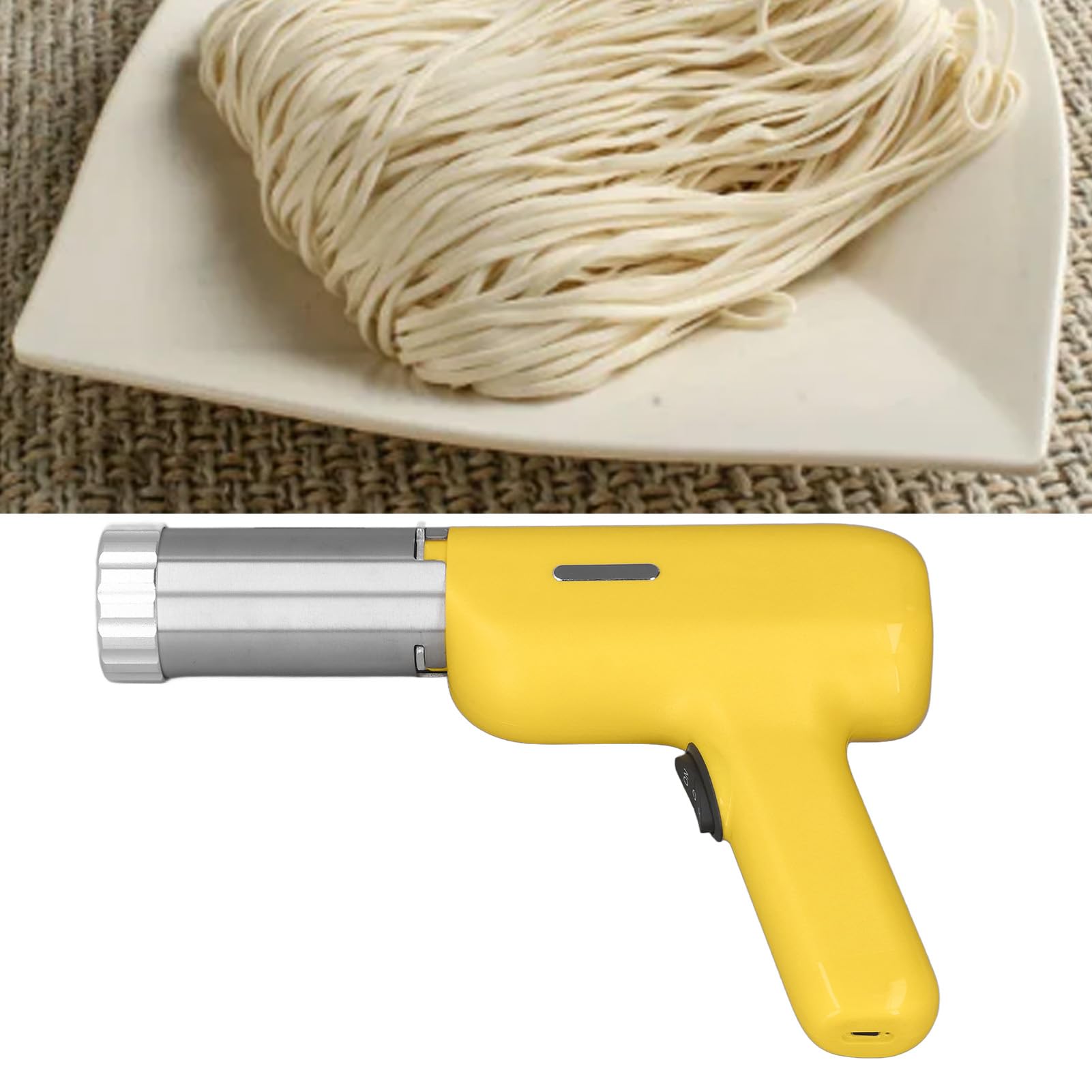 VBESTLIFE Máquina para Hacer Pasta Eléctrica Inalámbrica, Máquina Automática de Fideos de 40 W con Batería de 2000 MAh, Prensa de Pasta de Mano para Espaguetis, Embutidora de Salchichas y Arroz de