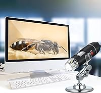 Vista 6 de Andoer Microscopio digital USB 1600X cámara de aumento 8 LED con soporte portátil de inspección de mano lupa