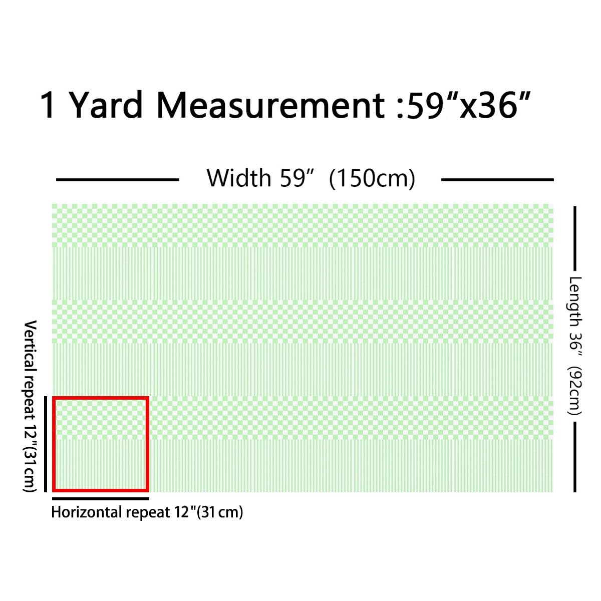 Homewish Zielona tkanina w paski od The Yard w kratkę nadruk tkanina flanelowa prosta geometryczna tkanina tapicerska, nierozciągliwa stylowa miękka tkanina dekoracyjna, 3 jardy