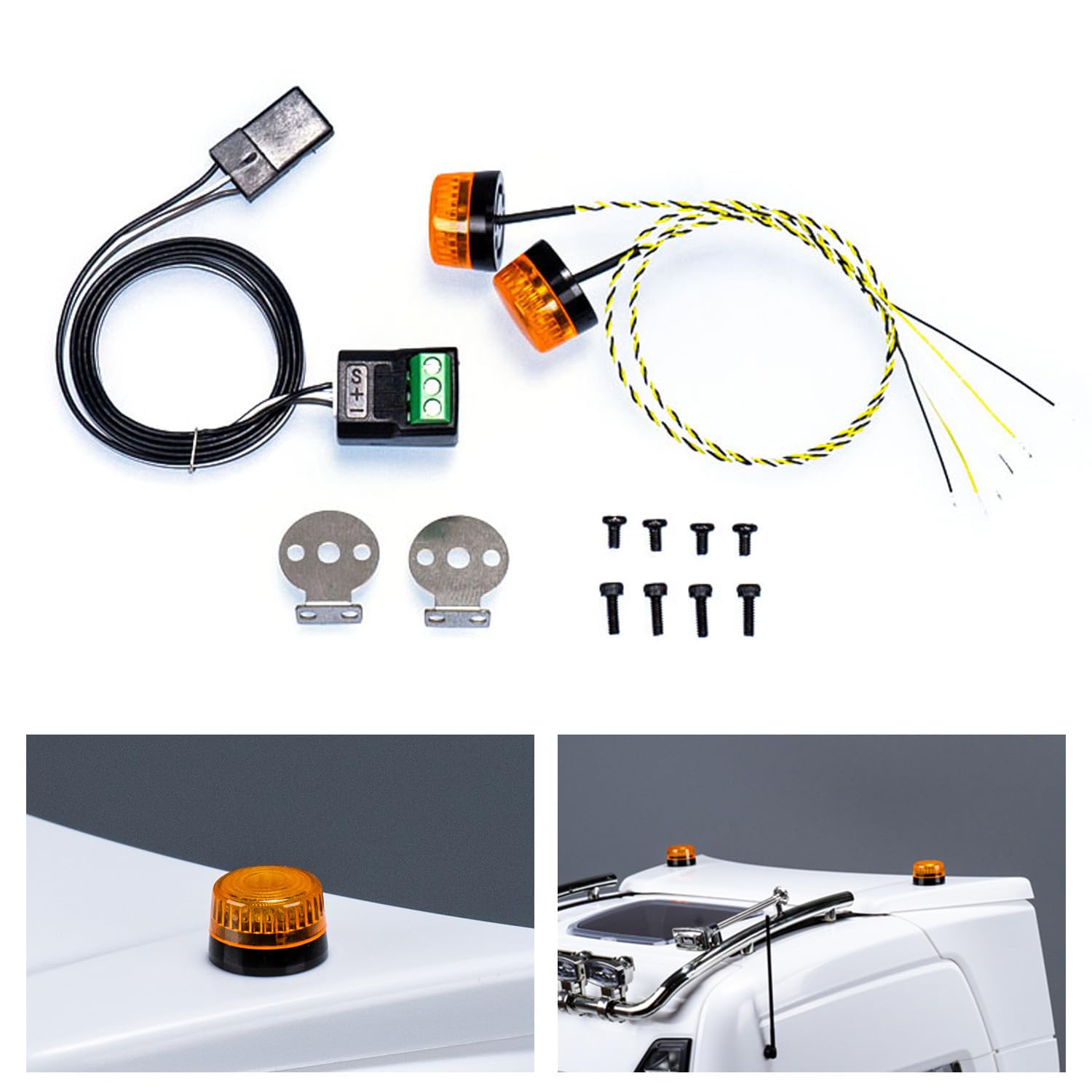 TOUCANHOBBY 360 rotierendes Licht 5V LED Warn Lampe für 1/14 DIY RC Traktor LKW Modell Bagger Dumper Baufahrzeug LKW,Kompatibel mit Tamiya
