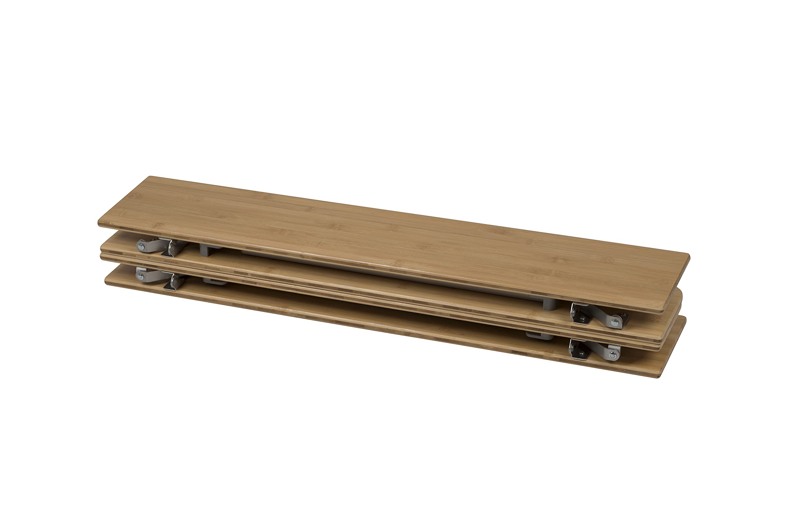 BO-Camp Urban Outdoor Campingtisch Klapptisch Garten Tisch Falttisch Höhenverstellbar Klappbar Alu Bambus Holz 60 x 80 cm, Natur, Braun