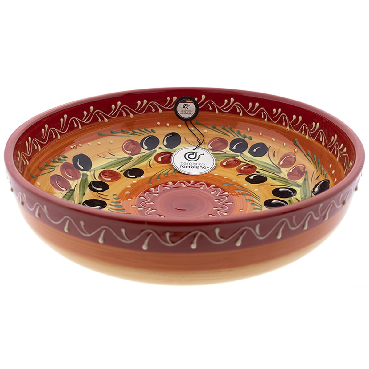 CERAMIKA RAMBLEŃSKA | Ceramiczna miska do sałatek | Oryginalne salaterki | Oliwki do sałatek - Model 31 | 100% ręcznie robiona dekoracja | 23x23x6 cm