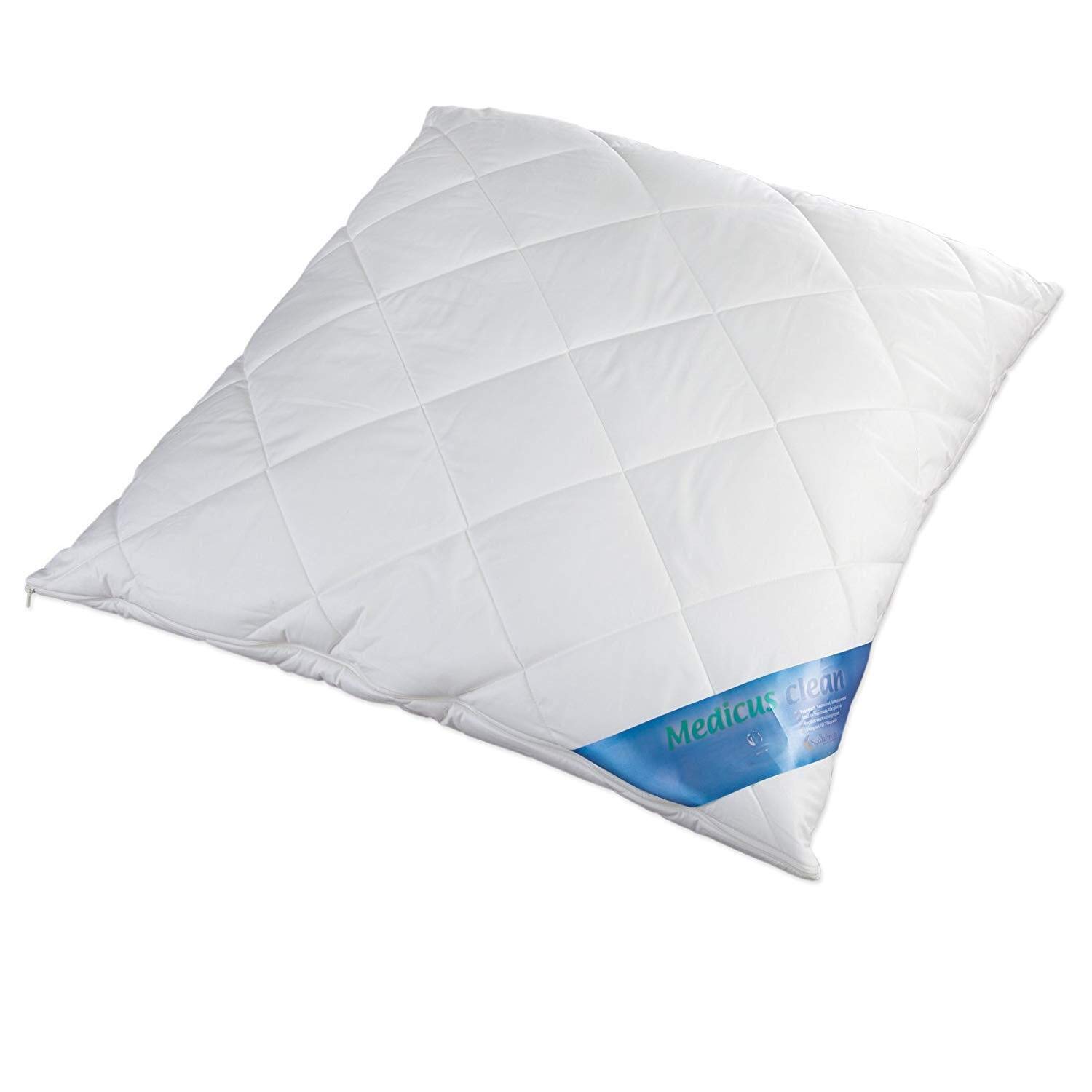 Schlafmond Medicus Clean Allergiker Winterdecke 155x220 Set mit Kissen 80x80 cm - Bettdecke 155x220 Set mit Kissen aus Baumwolle - Waschbar bis 95 Grad