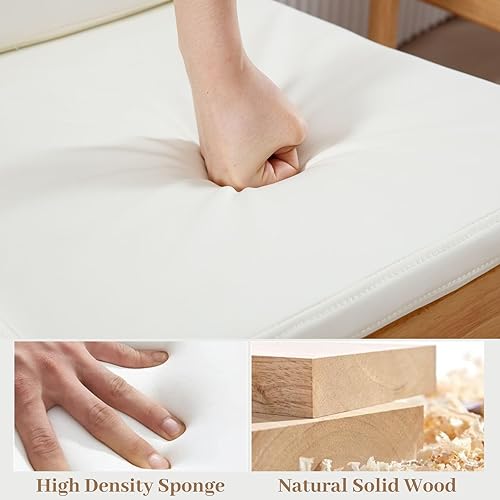 Miniatura 3 de Juego de 2 sillas de comedor blancas  Sillas laterales rústicas tapizadas de piel sintética para comedor