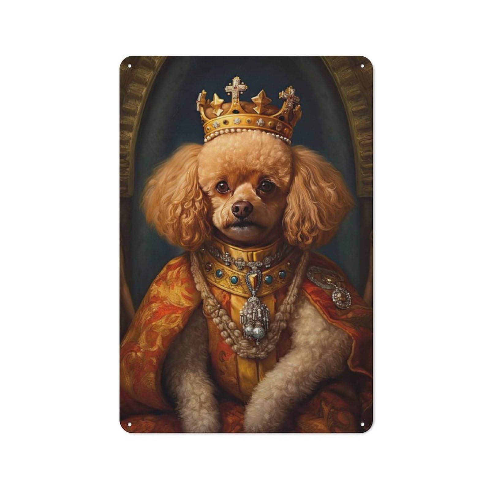 Junmoney Style-11 Toy Poodle The King Tin Sign 30X20cm For Home Bar Wall, Vintage Wall Decor, For Garage, Workshop And Man Cave Decoration