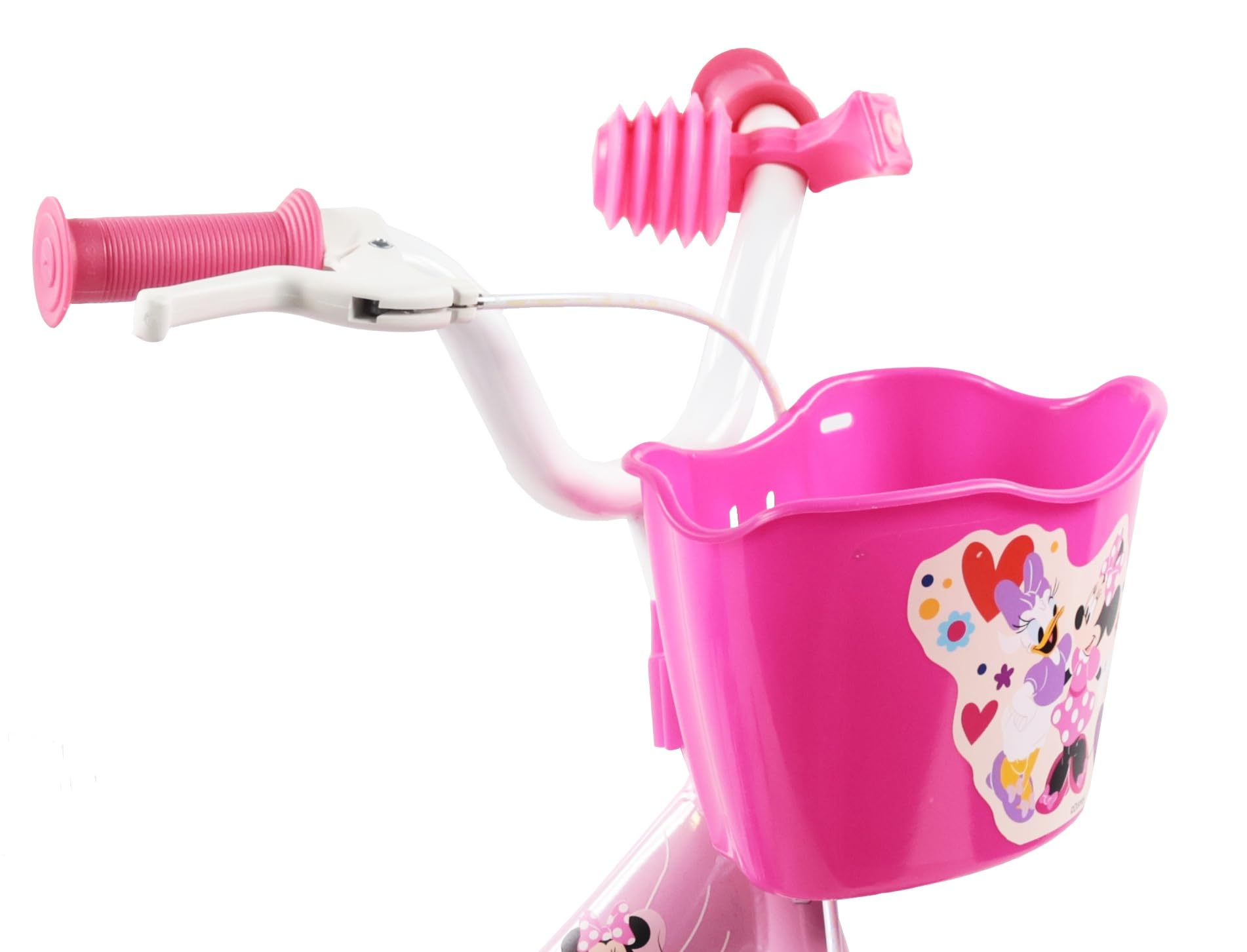 Disney Bicicletta da bambino 12' Minnie dotata di 1 freno, cestino anteriore, porta bambola posteriore, parafanghi, carter e stabilizzatori rimovibili senza attrezzi.