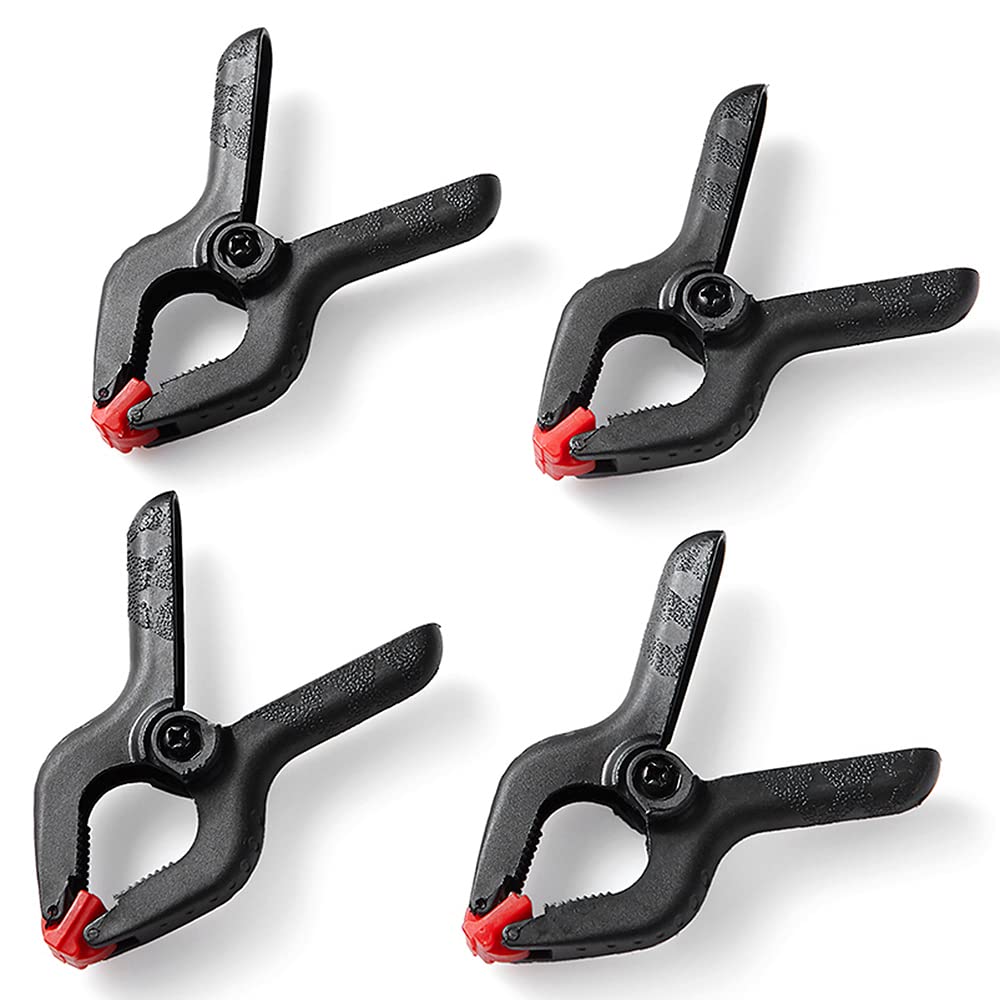 Dekton 4PC 3" Pro Clamp with 35mm Jaw Opening, Heavy Duty Rubber Non-Slip Grip, Durable Tough Plastic Construction, Hinged Jaws for Improved Grip on Uneven Surfaces, Ideal for Wood & DIY Projects