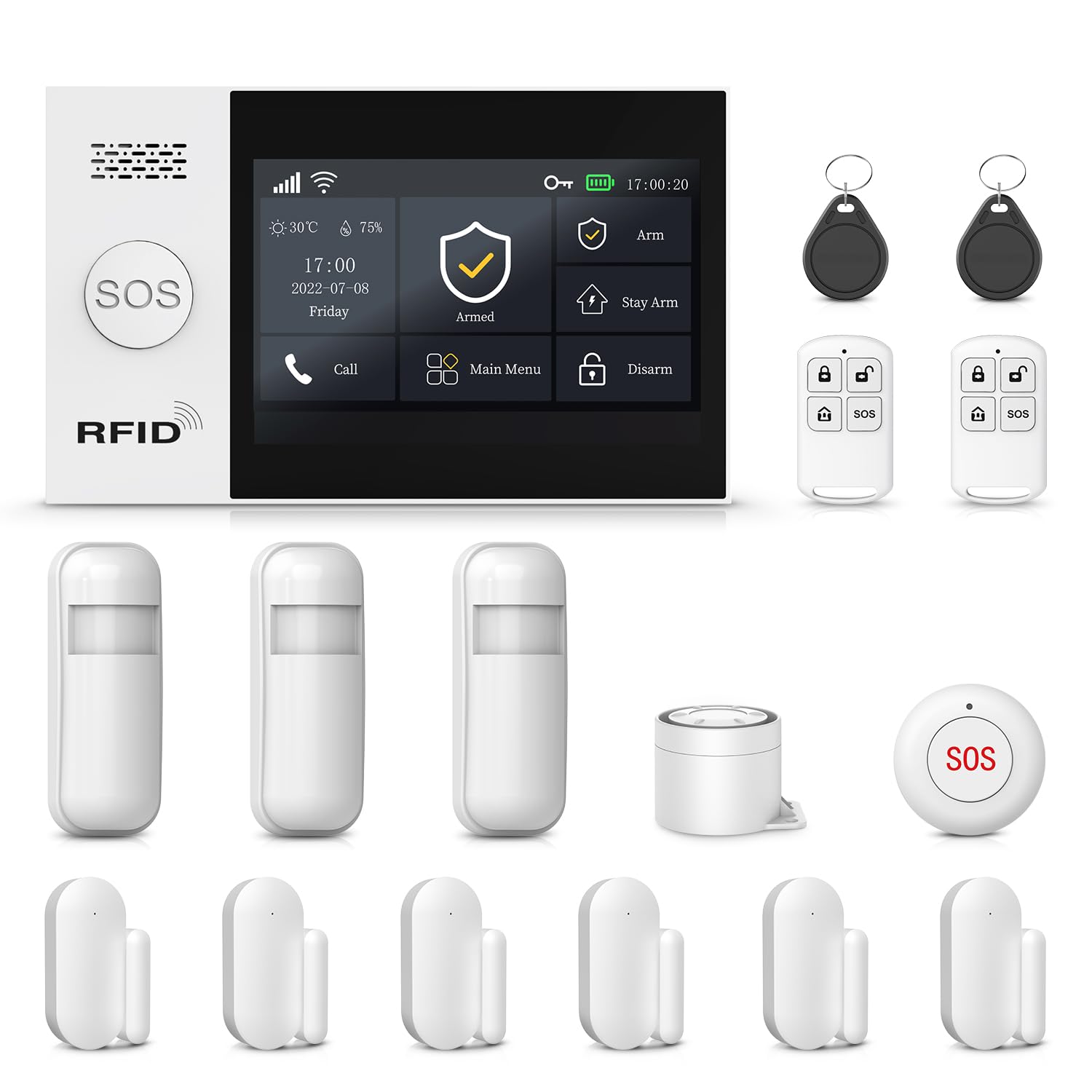 PGST Home Security Systems,Wireless Alarm System with 4G SMS/Tuya App Instant Alerts,Motion Detector,Door Alarm Sensors,Remote for Home,Villa,