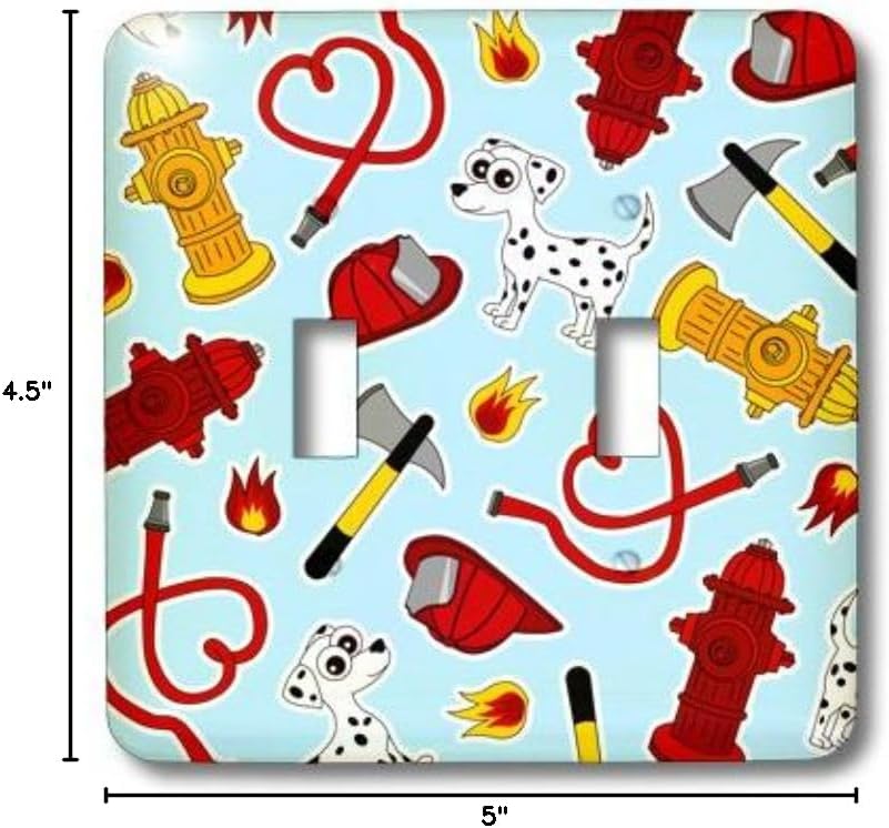 3dRose lsp_165911_2 Cute Fireman Firefighter Love Pattern Blue Double Toggle Switch