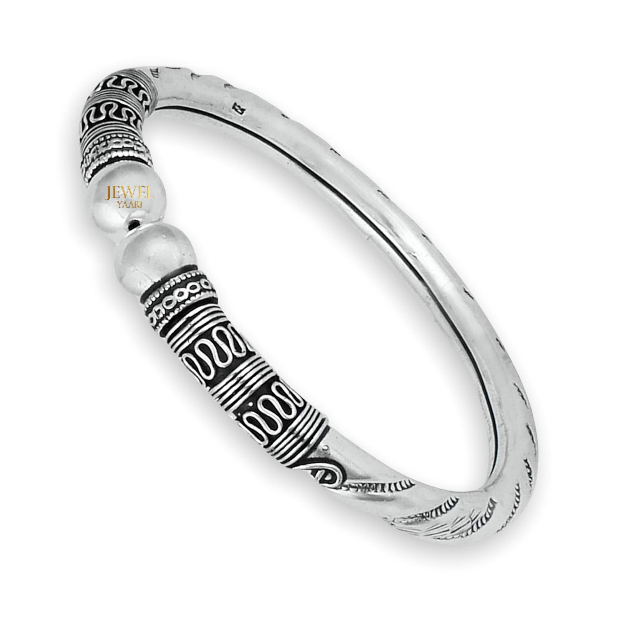 JEWELYAARI™ 925 Pure Silver Oxidized Men Kada Flexible Bracelet Bangle for Men Women and Girls(2.4) (B09MBXJ3L4) Amazon Price History, Amazon Price Tracker