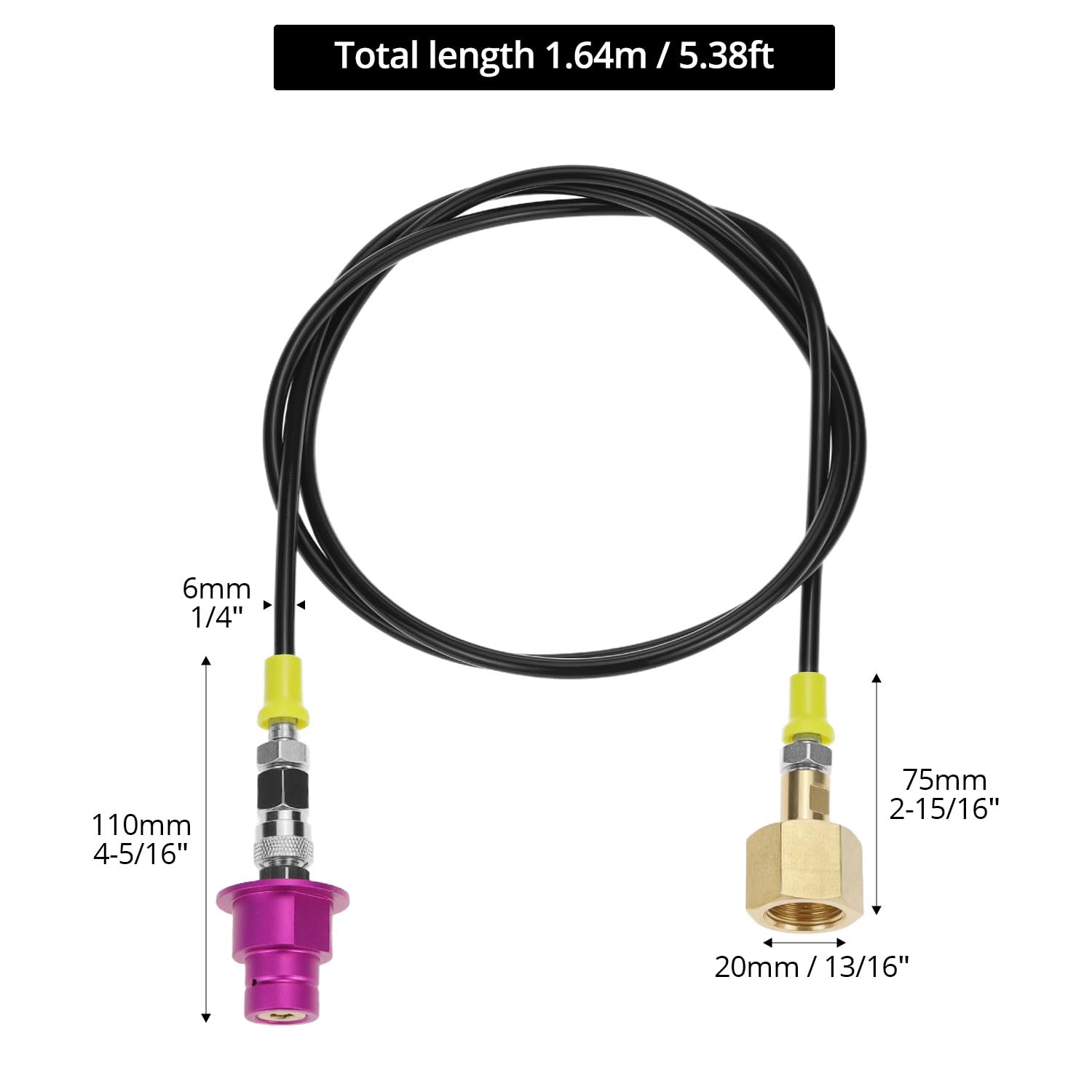 QWORK® Tuyau Haute Pression CO2 1,5 m Adaptateur, Adaptateur raccord Rapide pour cylindres CO2 W21.8-14, Compatible avec SODASTREAM Duo/Terra/Art