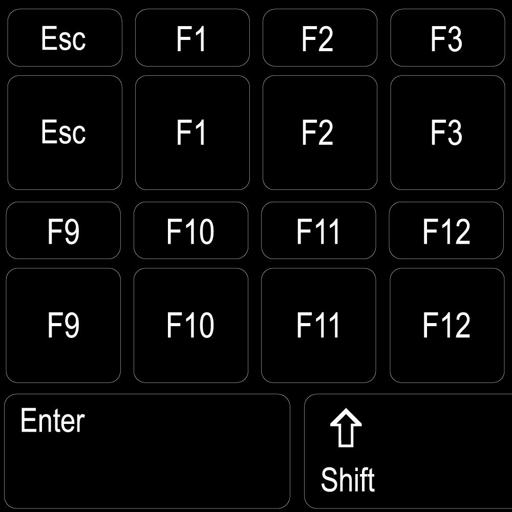 Function Keys for Desktop Non-Transparent Keyboard Decals Black OR White Background 14X14 (Black Background)