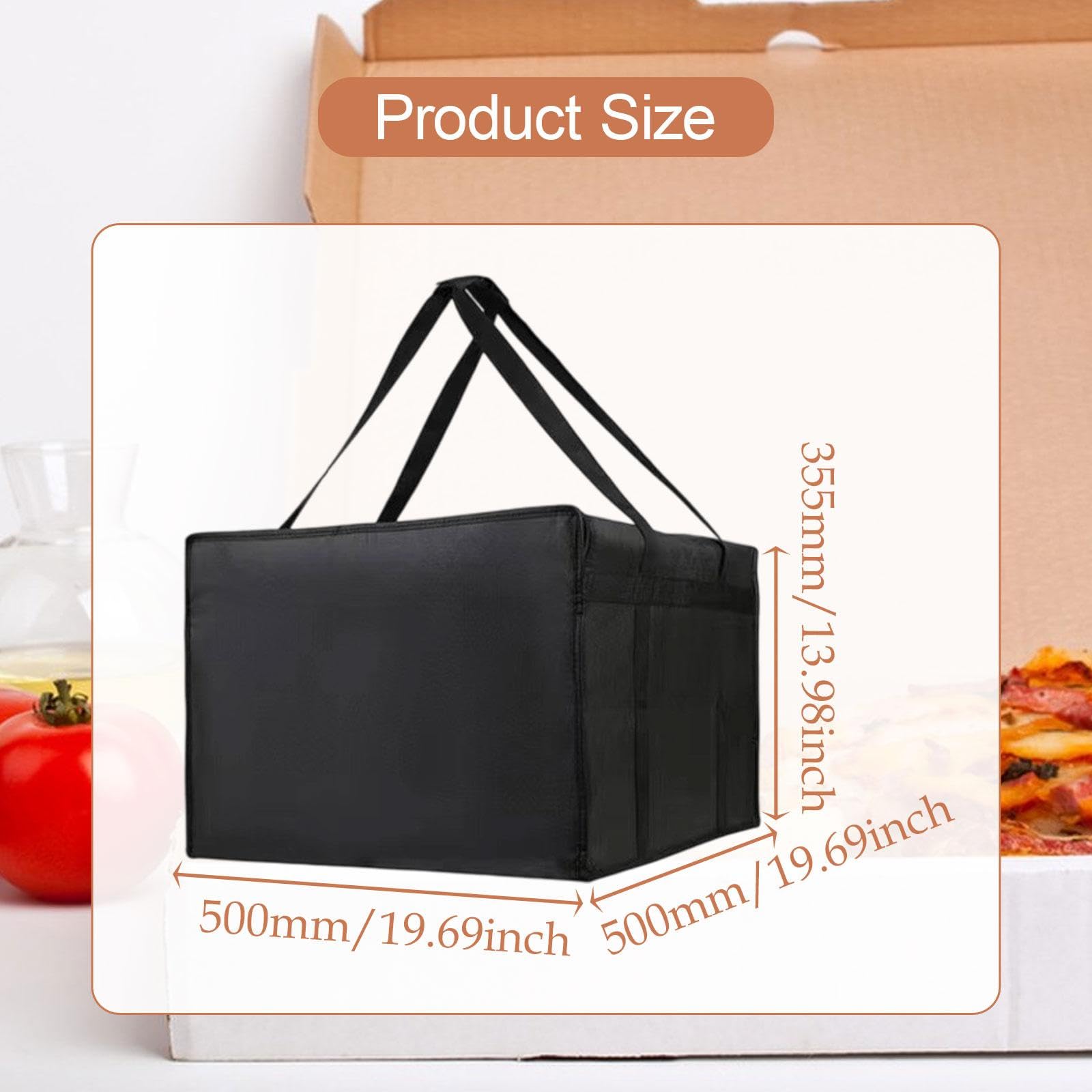 Pizza Liefertasche Isolierte Wärmebeutel Transporttasche Doppelreißverschluss Aluminiumfolie Faltbar für Familie Gastronomie Picknick Outdoor Festver, 50x50x35.5 Cm