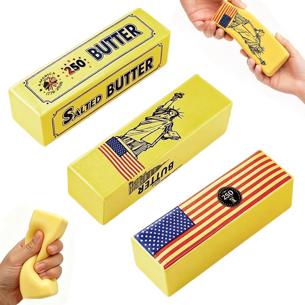 HATFRYF Butter Squishy, 3PCS Butter Stick Squishy Stress Relief Block, Slow Rebound Stick Squeeze Toy for Couple, Dress Costume Party Carnival Prom Ball Mardi Gras, Men Women Decoration Play ﻿ — image 1