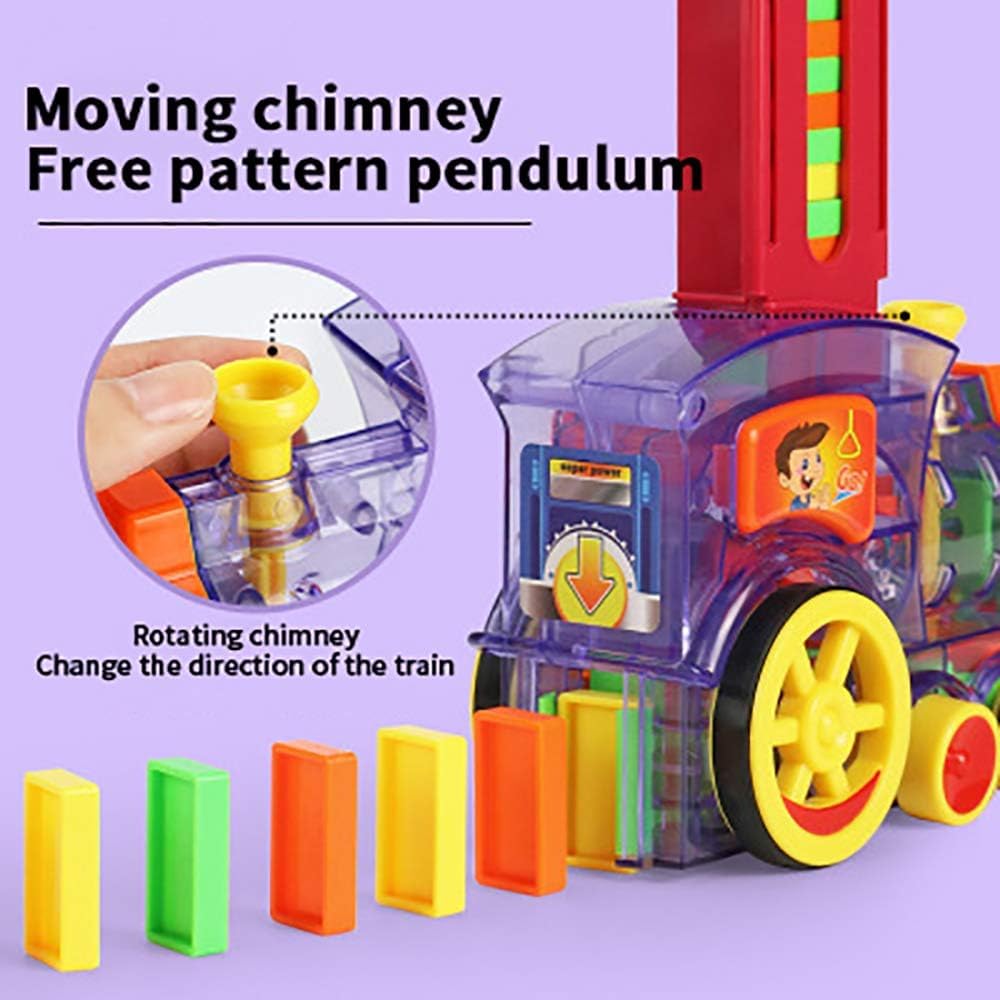 OBEST 200pcs Domino Electric Train, con luci e Musica Gioco di distribuzione Automatica dei Rally, Giocattolo educativo per la Prima Infanzia Adatto a Bambini di età Superiore a 3 Anni
