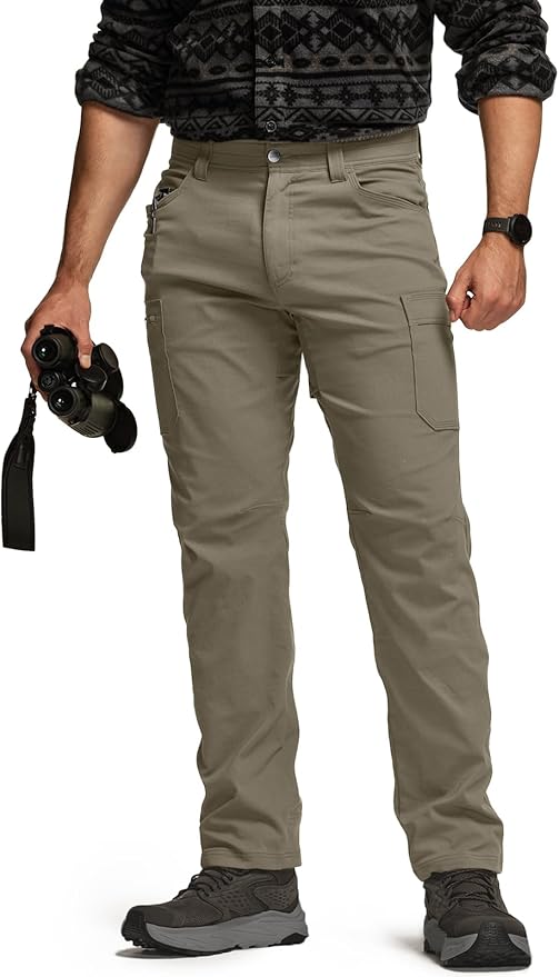 CQR Men's Cool Flex Tactical Pants, Water Resistant Lightweight Stretch Cargo Work Hiking Pants