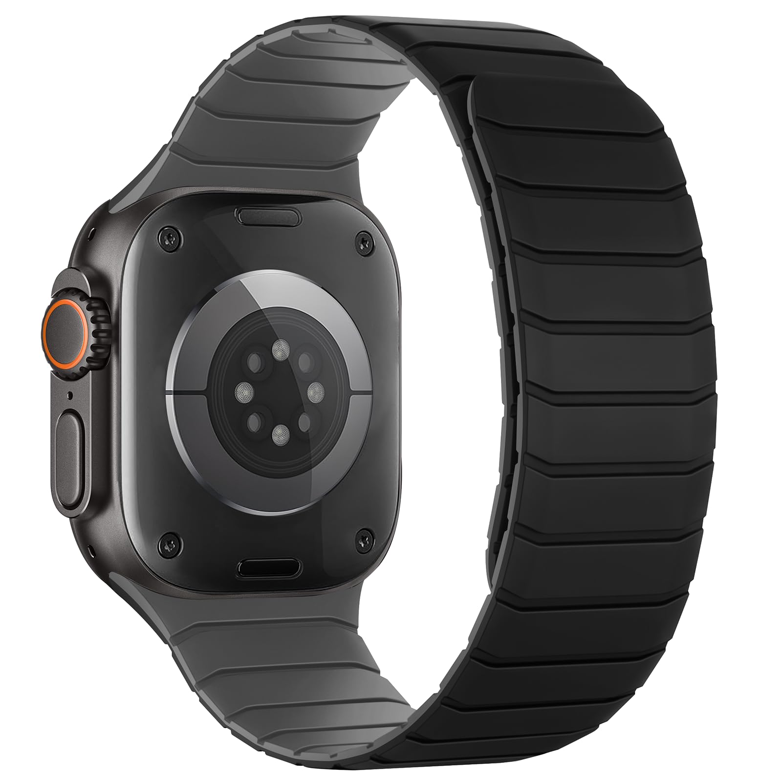 Sixmoat Cinturino Magnetico in Silicone Compatibile con Apple Watch 49mm 46mm 45mm 44mm 42mm per Uomo e Donna, Cinturini Sportivo e Leggero per Ultra SE Series 10 9 8 7 6 5 4 3, Nero-Grigio