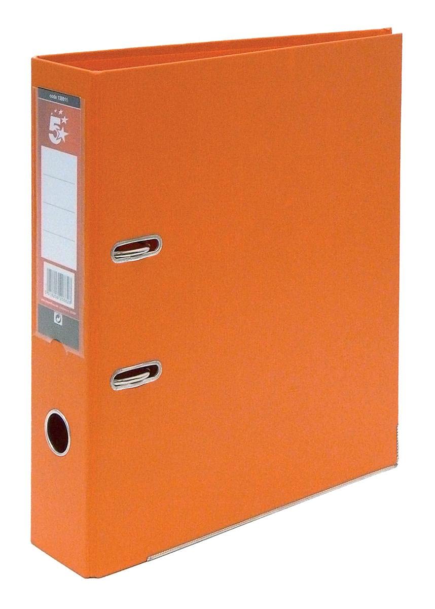 5 Star office 138911 A4 Plastic Lever Arch File - Orange (Pack of 10)