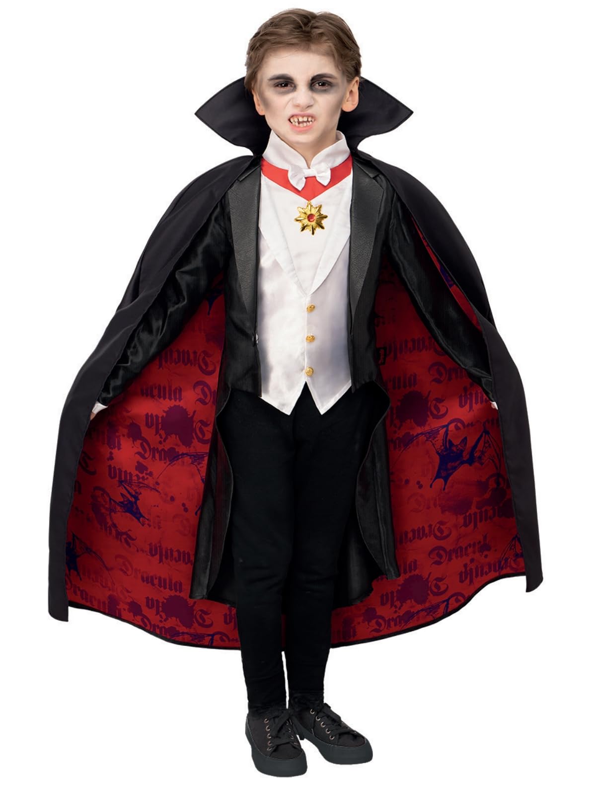 Smiffys Universal Monsters Dracula Costume, Adults Jacket, Mock Waistcoat, Cape & Medallion, Official License Outfit with Fully Lined Cape & Pendant Detail, Perfect for Halloween and Themed Parties