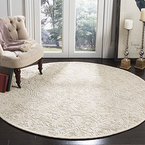 SAFAVIEH Trace Collection Area Rug - 5' Round, Ivory, Handmade