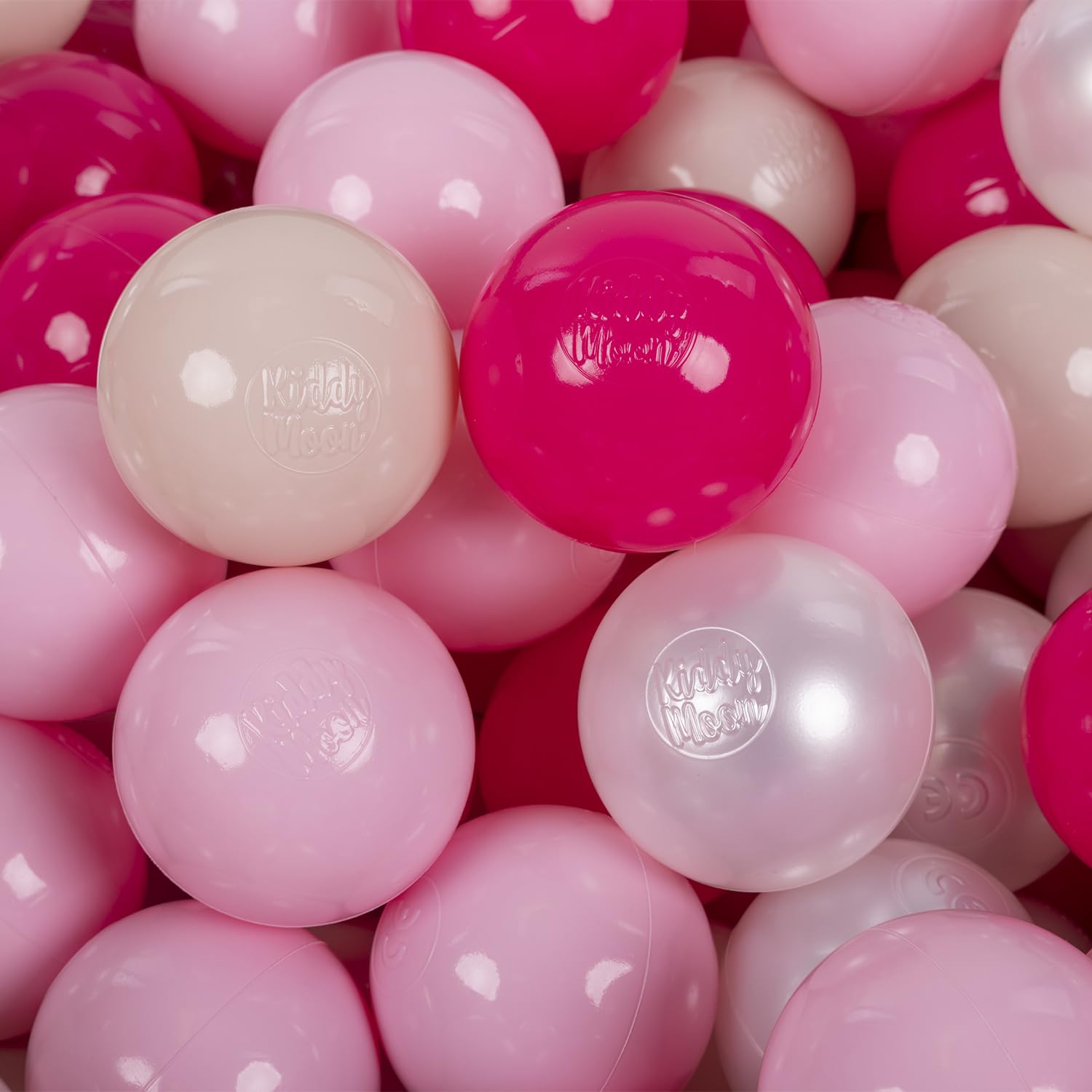 KiddyMoon Soft Plastic Play Balls 200 Balls/7Cm-2.75In Multi-Colour Made In EU, Pastel Beige/Light Pink/Dark Pink โ image 1