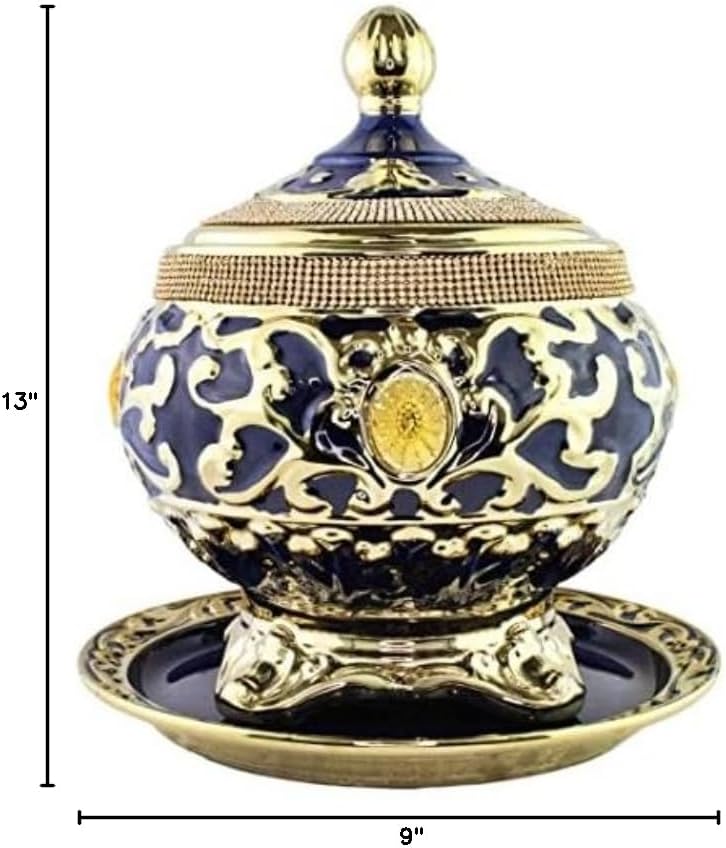 Botanica la Marina Yemaya Porcelain Tureen - 13"H X 9"W Rectangular Blue Solid Porcelain Serving Bowl with Lid & 12" Plate