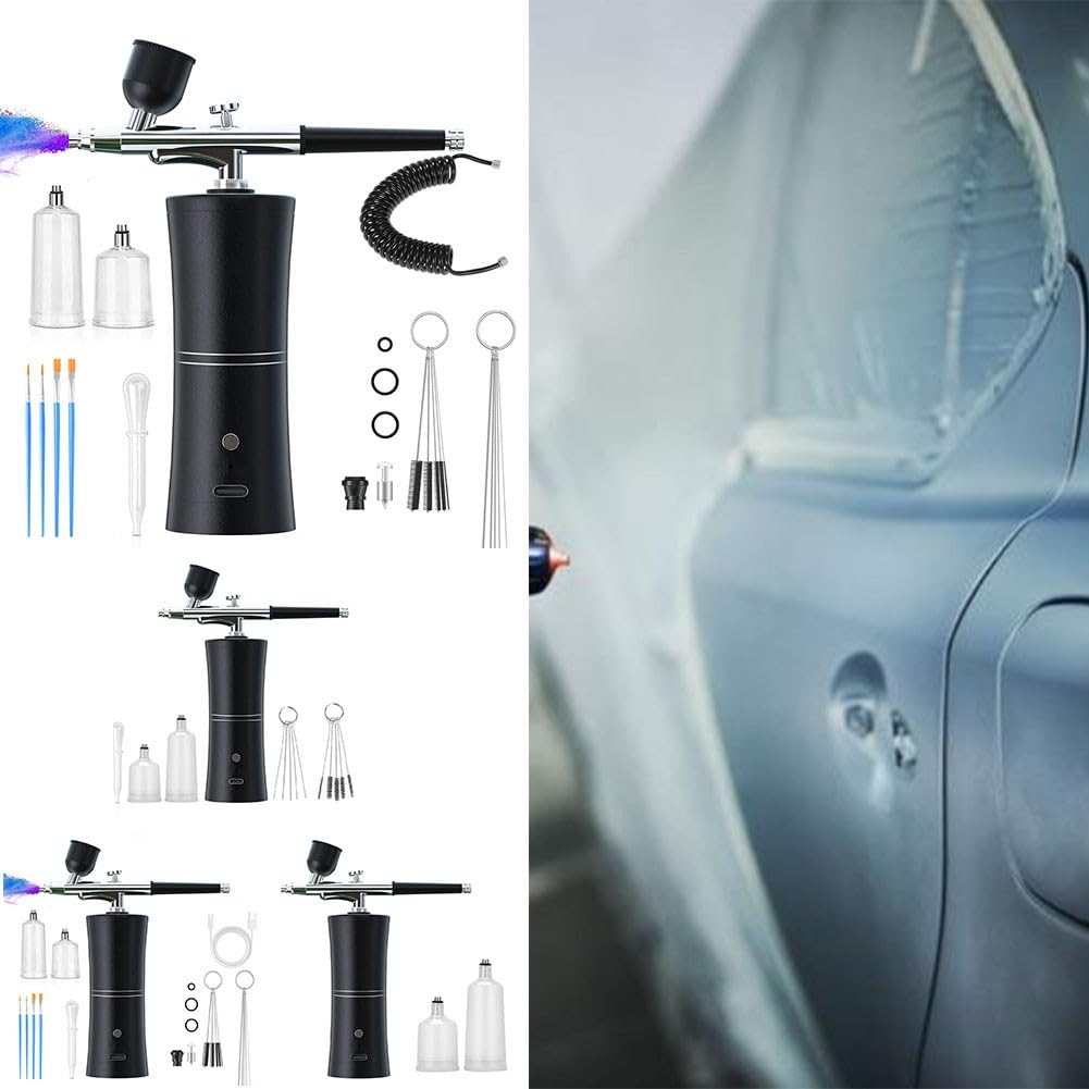Innovador sistema de aerógrafo inalámbrico ideal para pintura de automóviles, arte de uñas y manualidades (negro A)