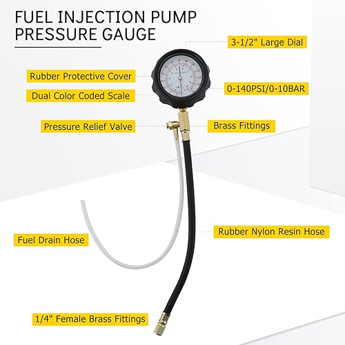 Miniatura 4 de Acymner Kit de probador de presión de bomba de inyector de combustible  Juego de herramientas de prueba de inyección de aceite de gasolina de gas