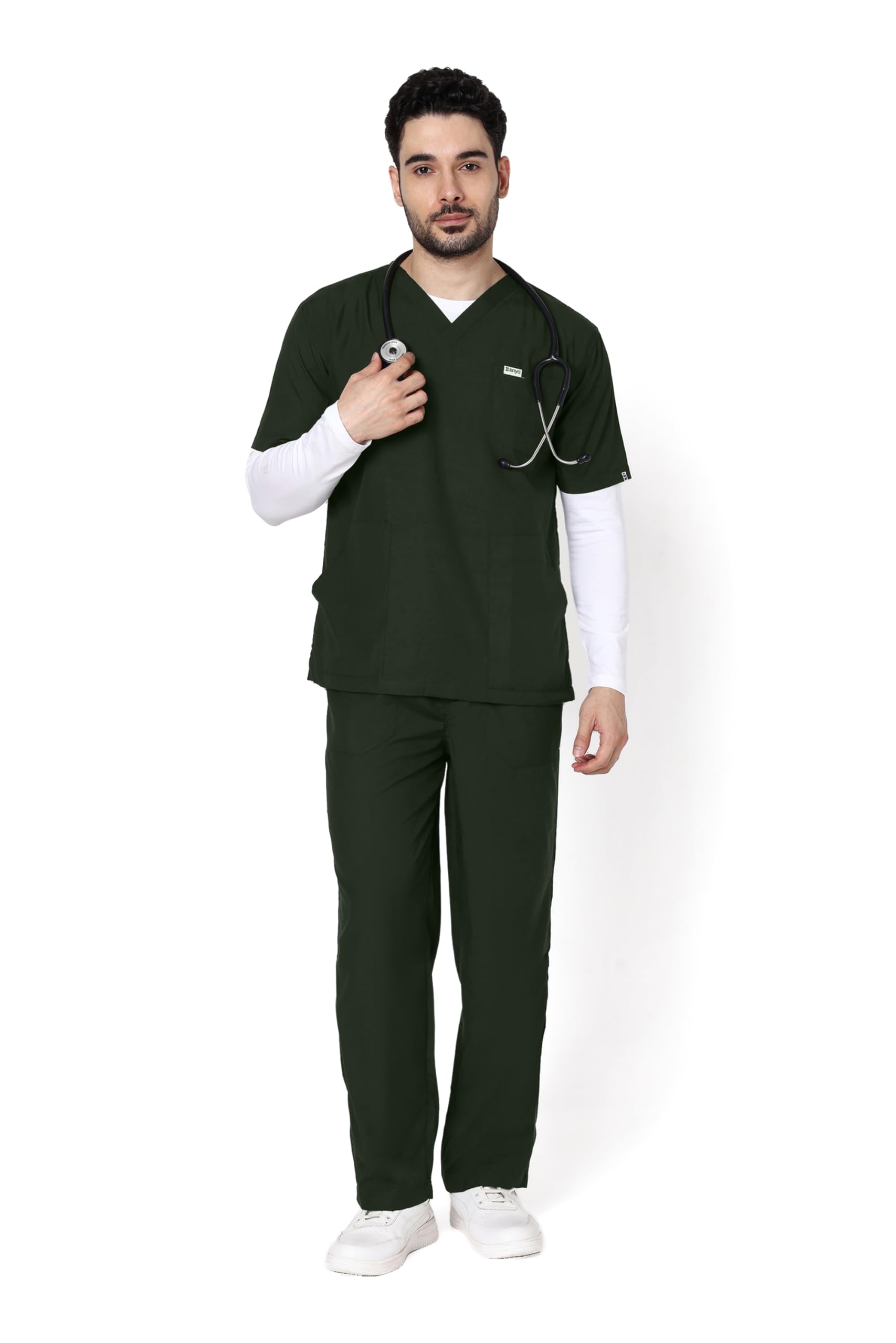 knya Scrub Suit for Men | 5 Pockets | V Neck Top & Bottom Set | Short Sleeves| Lightweight & Breathable| Hospital, Clinic & OT Wear | Medical Uniform | Scrubs for Male Doctors, Nurses & Dentists-picture-10