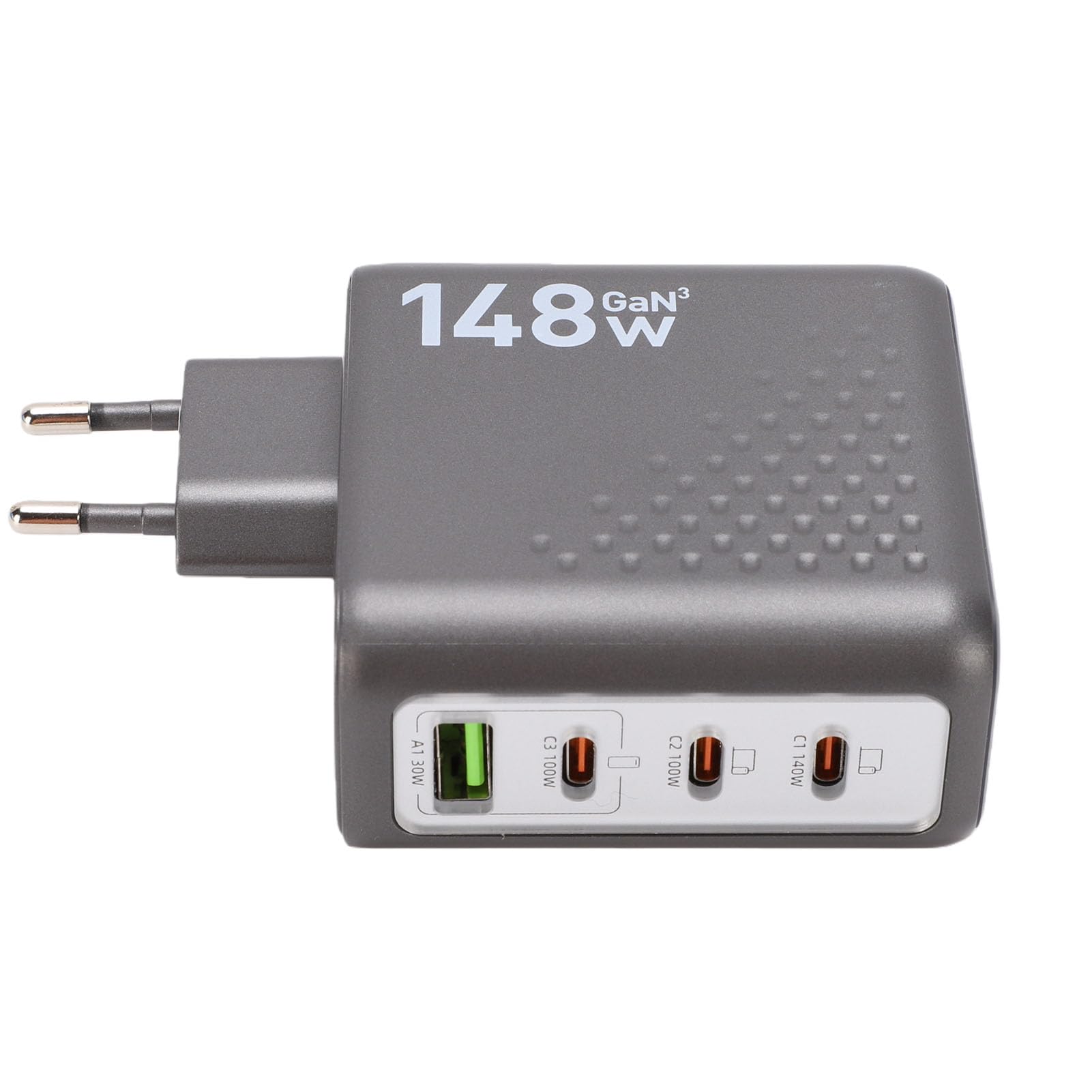VBESTLIFE Bloque de Cargador USB C de 148W, Adaptador de Pared Rápido GAN de 4 Puertos con Control Táctil de Pantalla Inteligente AI, para Auriculares de Teléfono, Tableta y Portátil (Enchufe de la