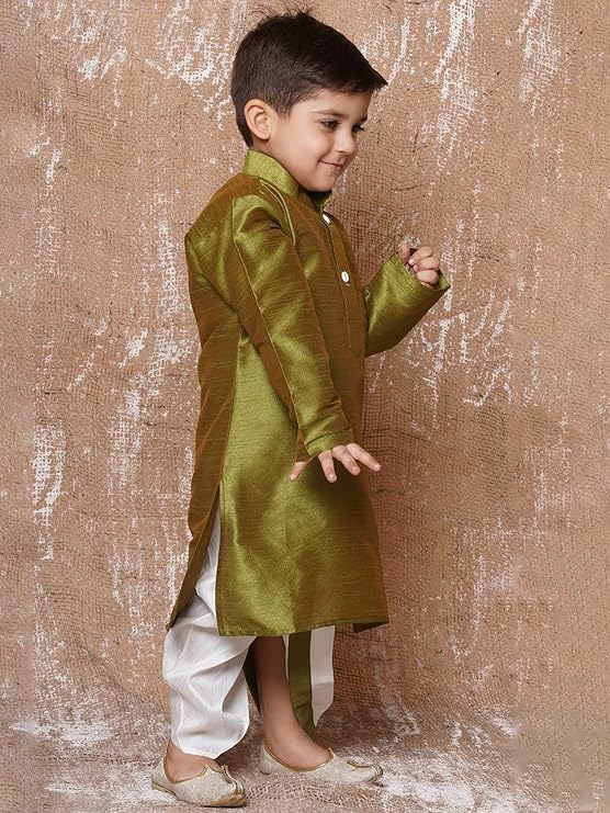 Image of AJ DEZINES Kids Ethnic Wear Pure Cotton Dhoti Kurta Set For Boys