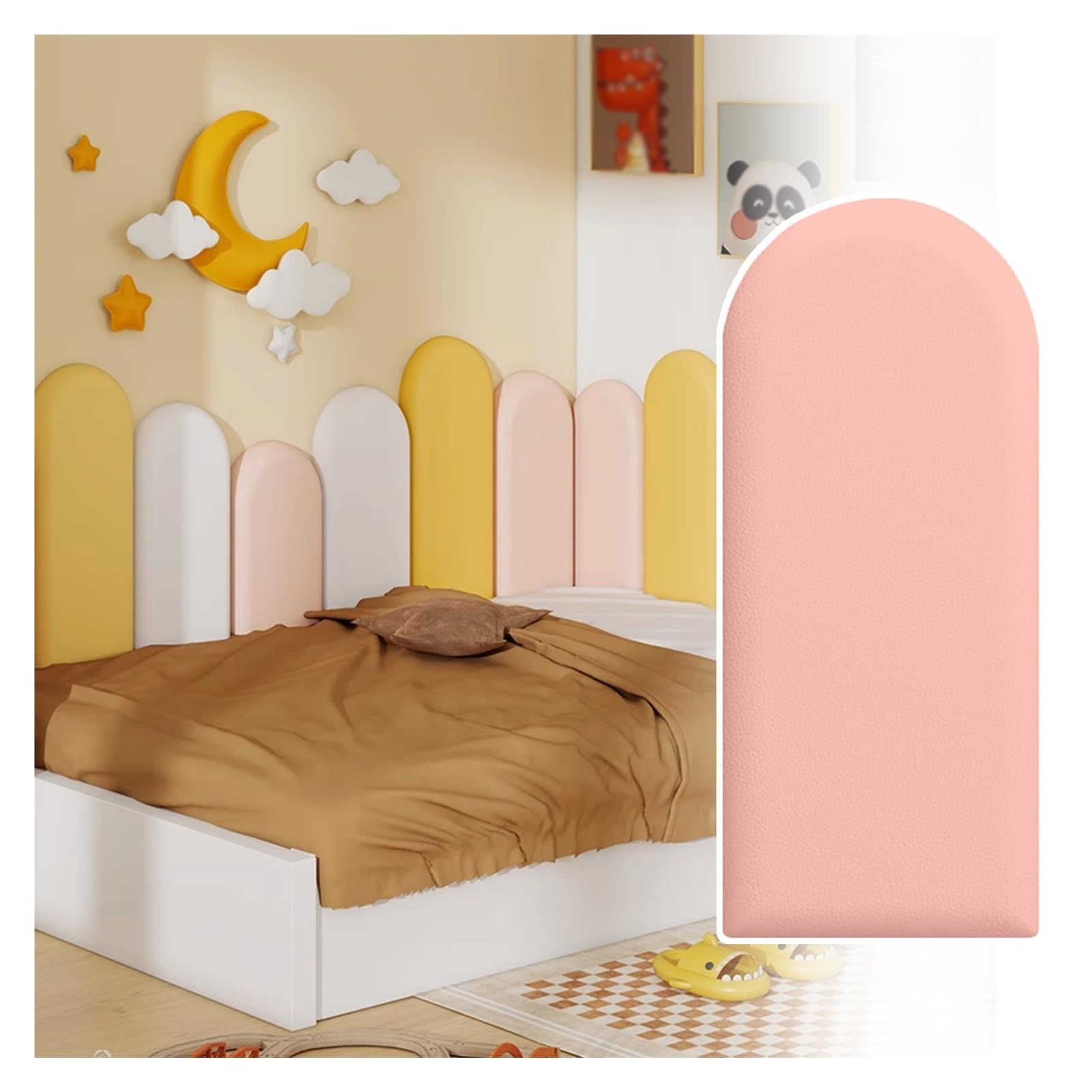 Coussin mural anti-collision rose 20x50cm lot de 4 panneaux de protection pour tête de lit enfant