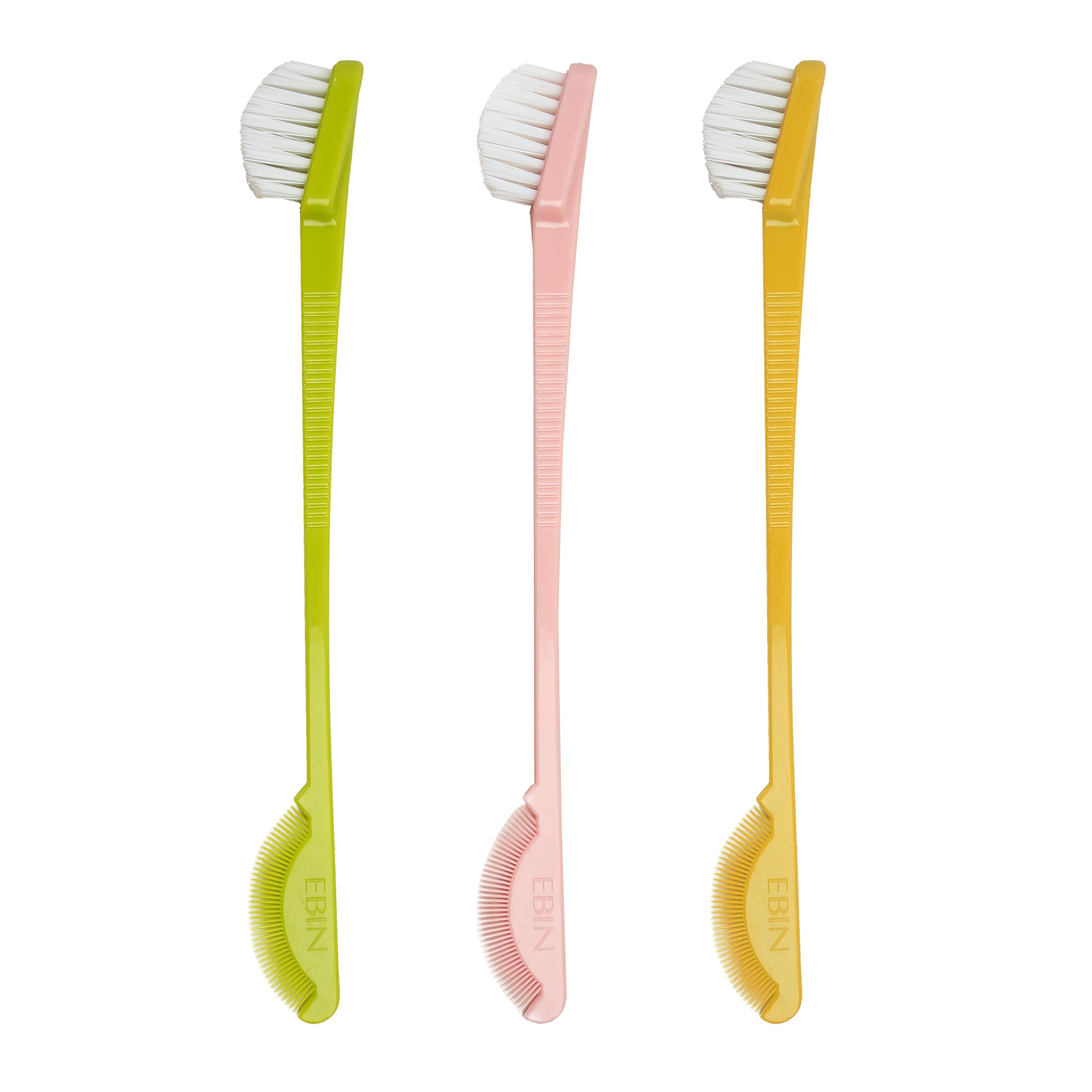 EBIN NEW YORK 24 Hour Edge Tamer Brush 2-in-1 Brush & Comb 3pack – Nylon, Dual-ended, No Flaking | Regular, Hard, Extreme