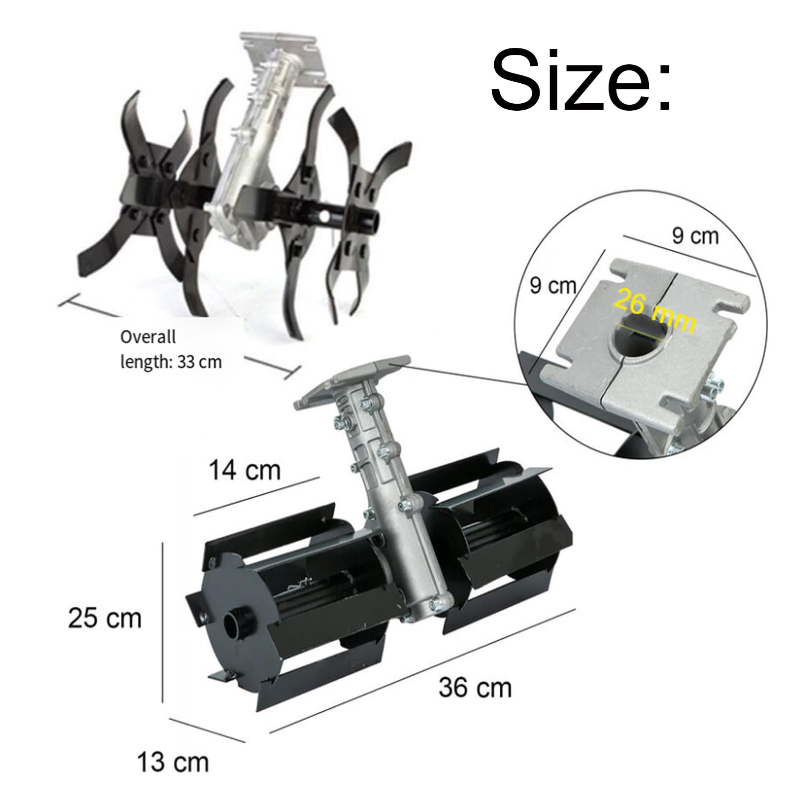 Fresa Decespugliatore Universale, 9 Denti Ø26 Mm Zappette per Decespugliatore, Accessori per Decespugliatore, Adatto per diserbo/allentamento (Allentare Il Terreno)