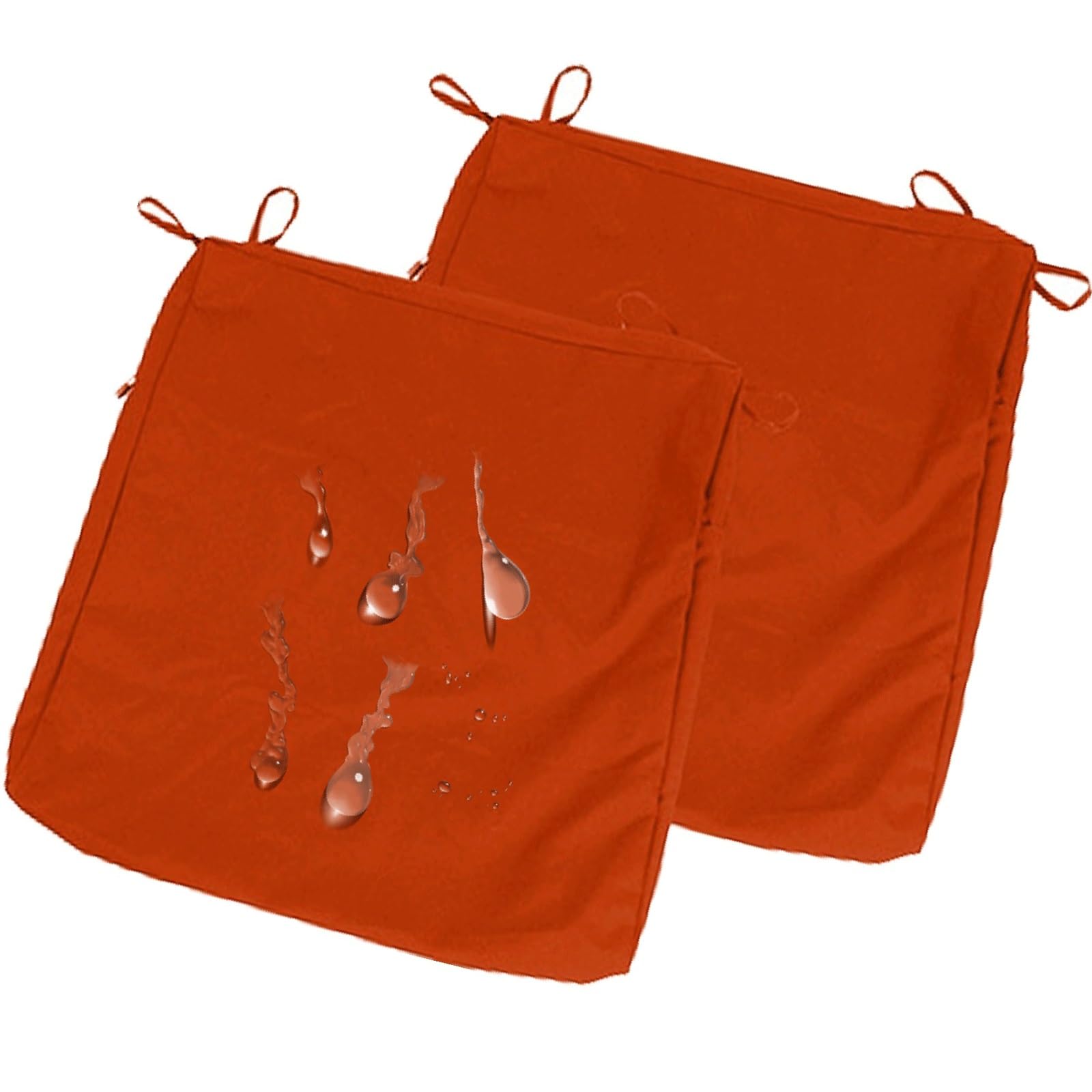 uyeoco 2-Pack Waterproof Sofa Seat Cushion Covers with Zipper, 60x60cm & 55x55cm, Chair Seat Pads Cover for Indoor & Outdoor Patio Rattan Furniture(Orange,60x50x10cm)
