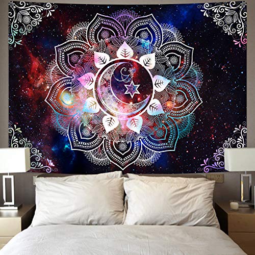 Likiyol Moon Star Tapestries Celestial Galaxy Starry Tapestry Mandala Tapestry Hippie Boho Tapestry For Room thumb #2